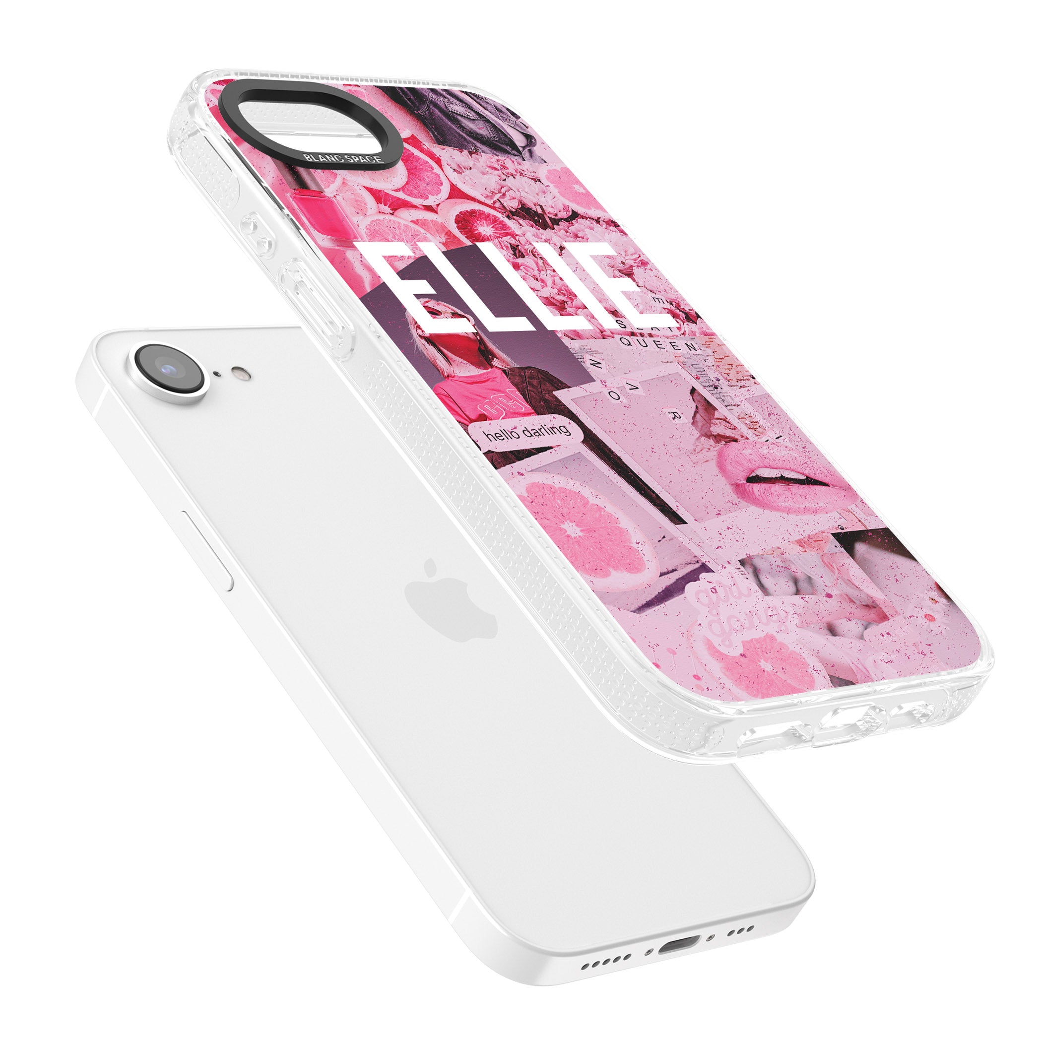Personalised Sweet Pink Fashion Collage iPhone 16e Clear Case Impact Air - Blanc Space