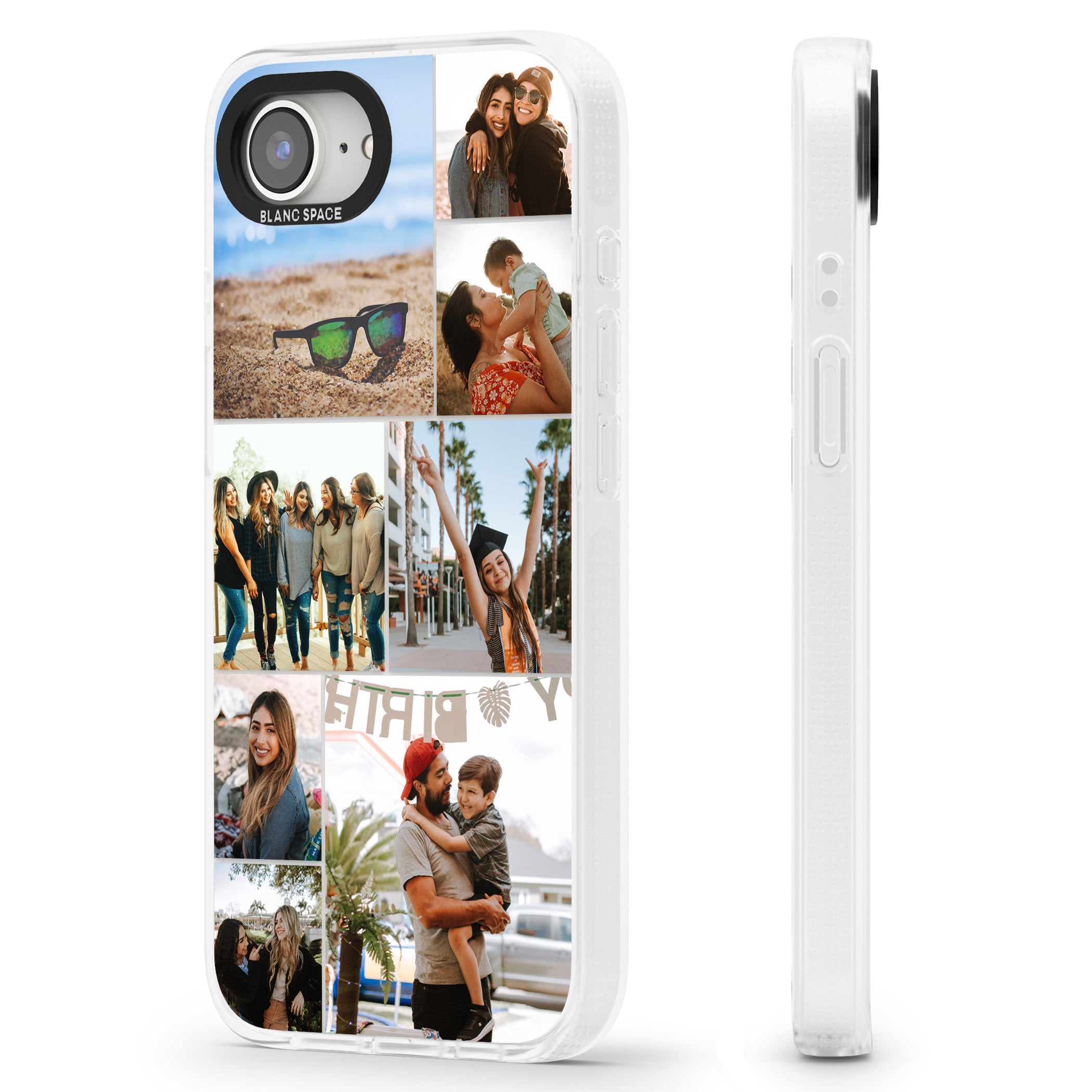 Personalised Photo Grid iPhone 16e Clear Case Impact Air - Blanc Space