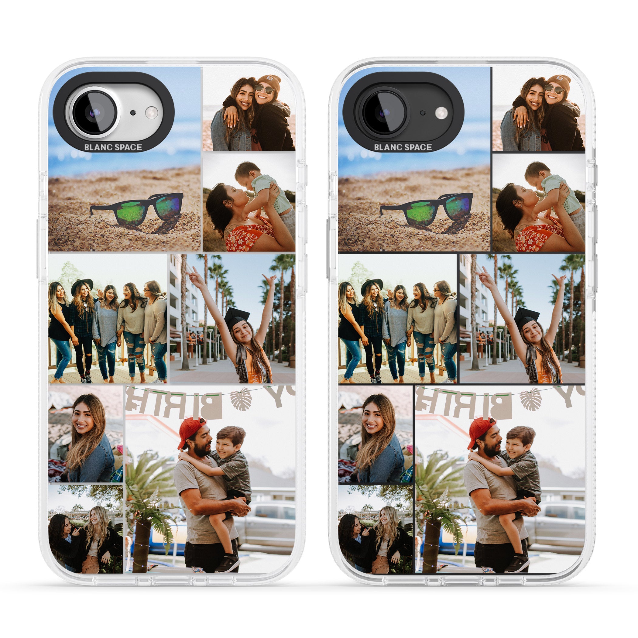 Personalised Photo Grid iPhone 16e Clear Case Impact Air - Blanc Space