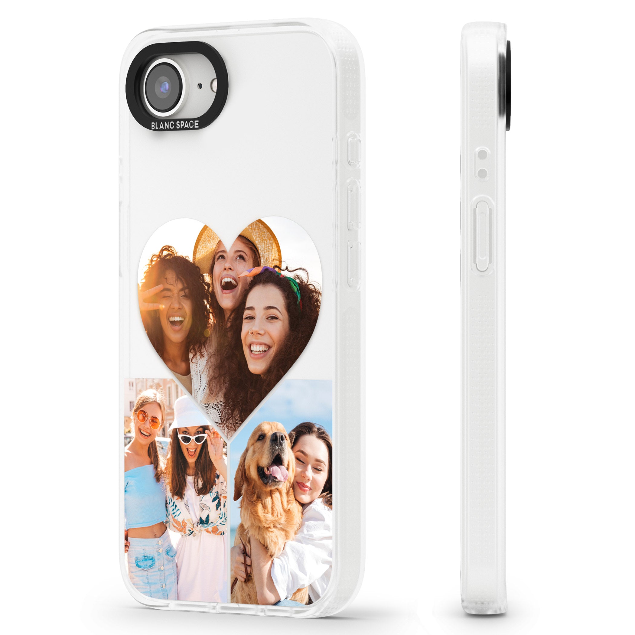 Personalised Heart Photo iPhone 16e Clear Case Impact Air - Blanc Space