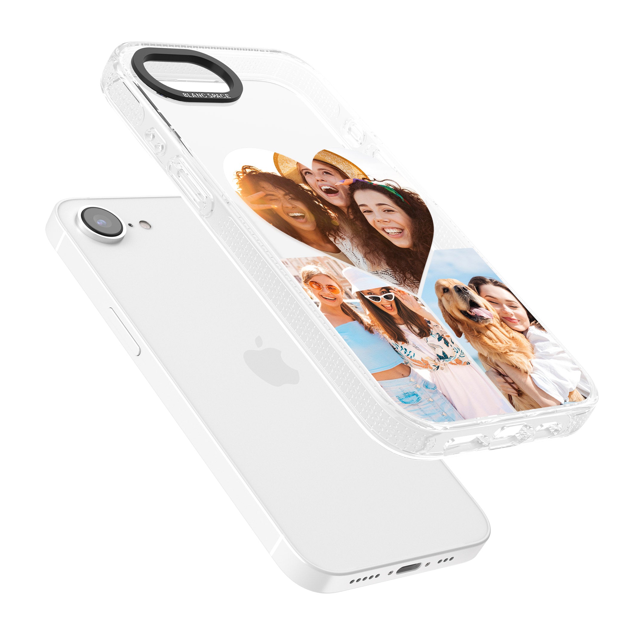 Personalised Heart Photo iPhone 16e Clear Case Impact Air - Blanc Space