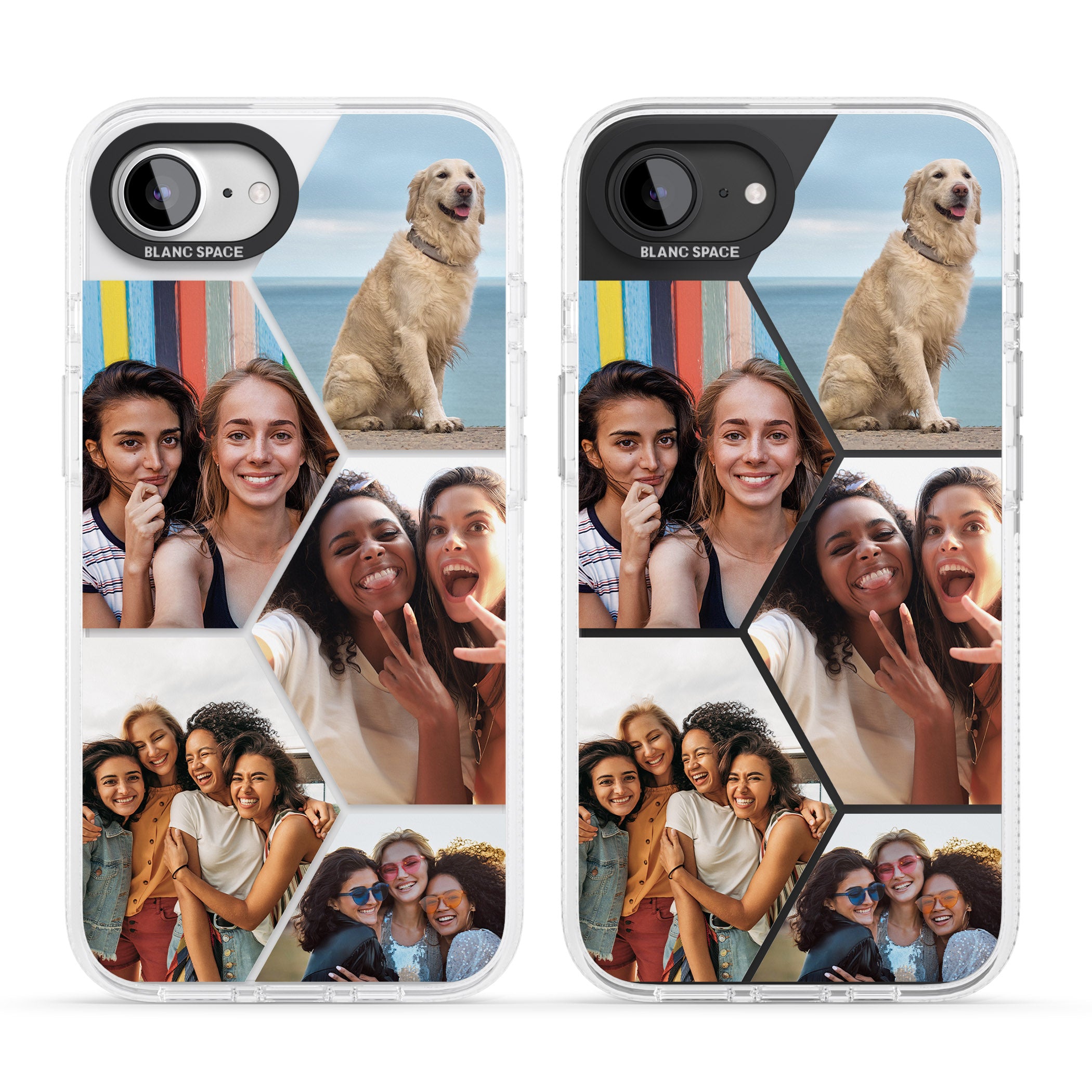 Personalised Beehive Photo Grid iPhone 16e Clear Case Impact Air - Blanc Space