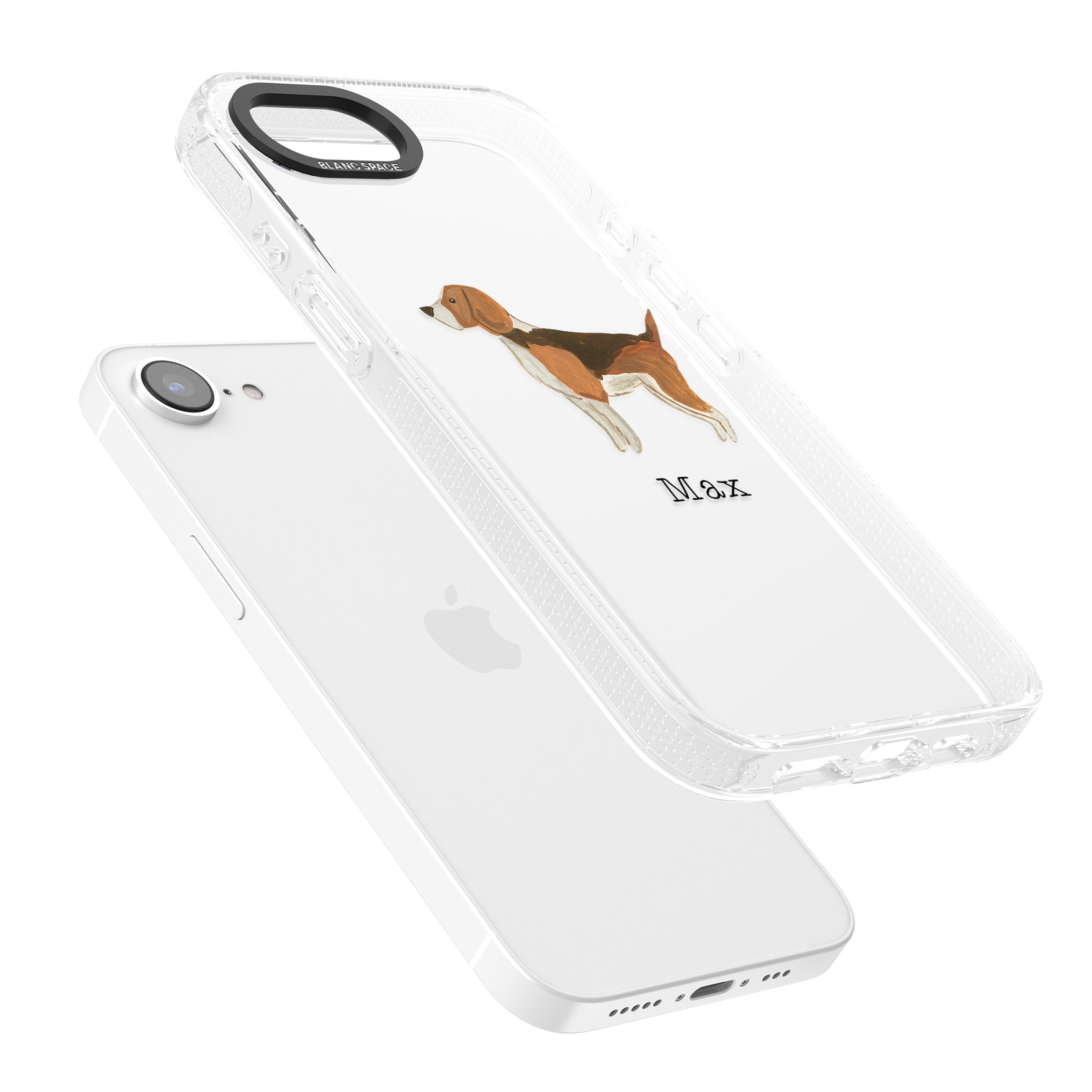 Personalised Hand Painted Beagle iPhone 16e Clear Case Impact Air - Blanc Space