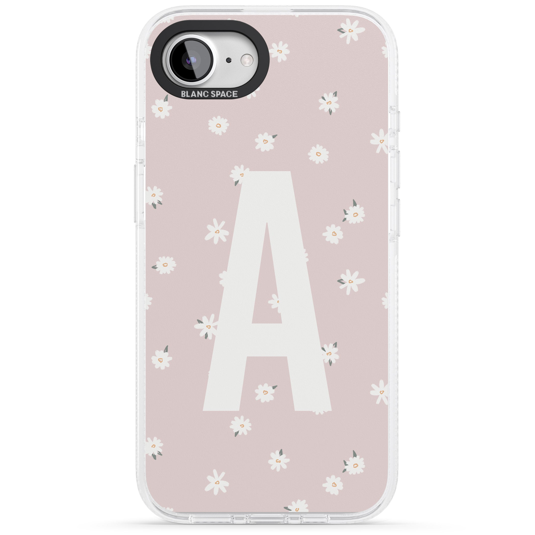 Personalised Pink Daisy Personalised iPhone 16e Clear Case Impact Air - Blanc Space