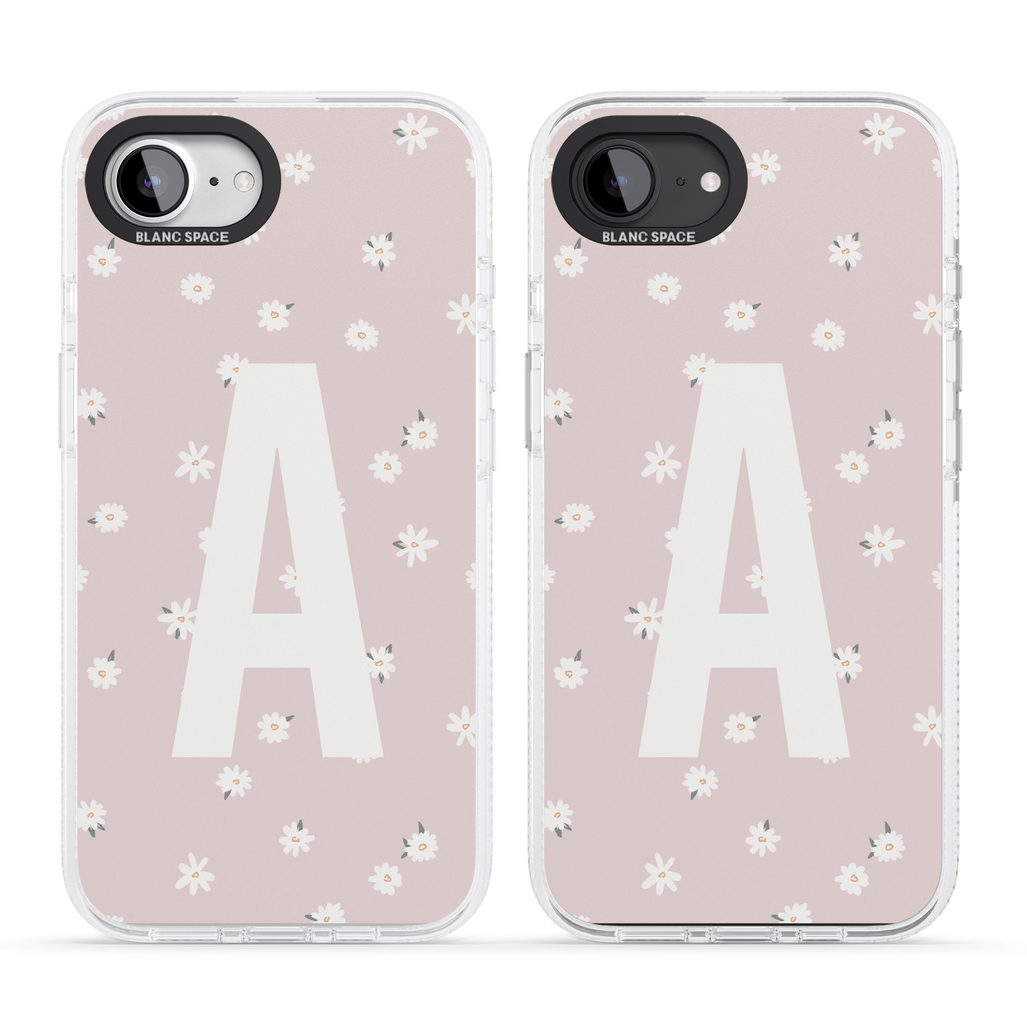 Personalised Pink Daisy Personalised iPhone 16e Clear Case Impact Air - Blanc Space