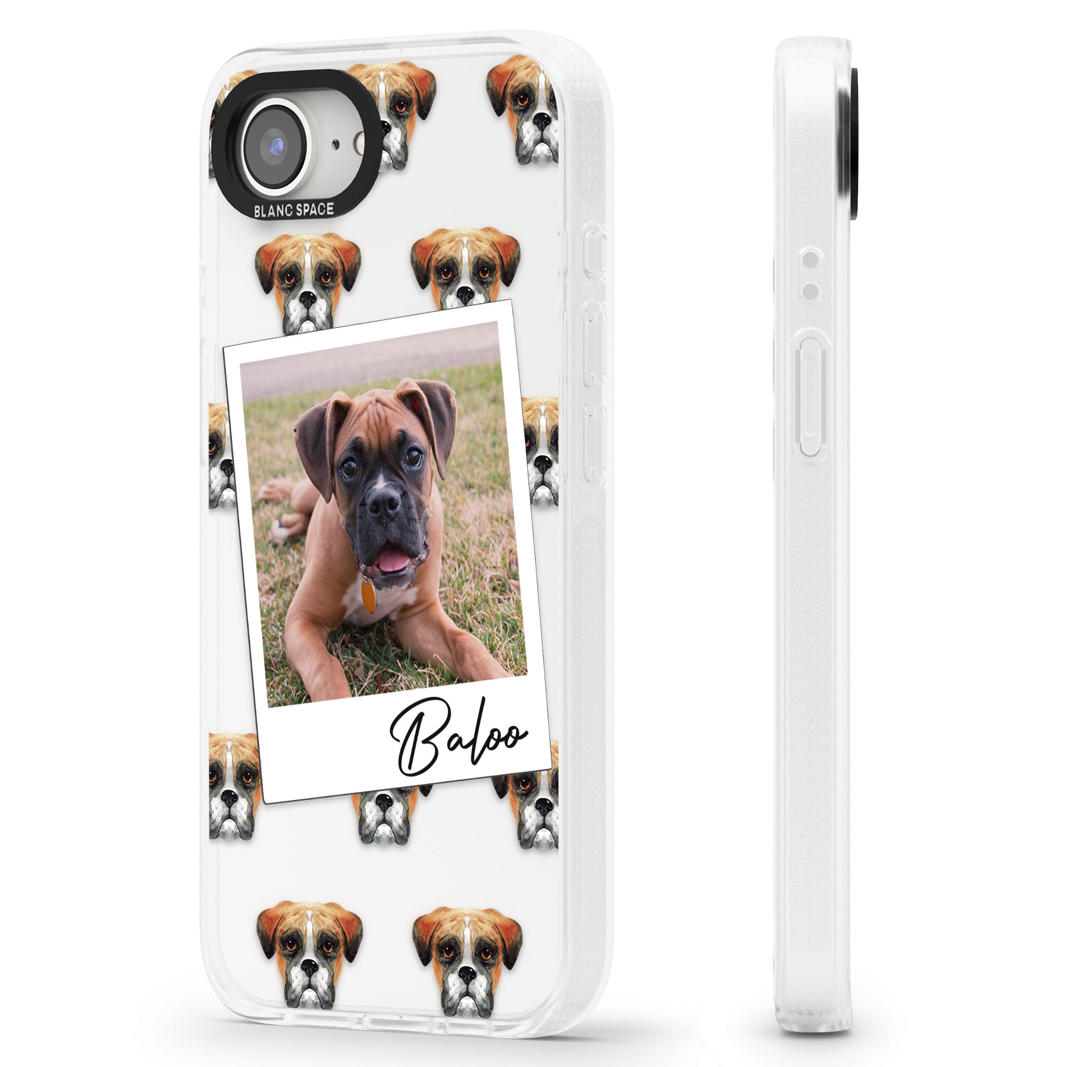 Personalised Boxer - Dog Photo iPhone 16e Clear Case Impact Air - Blanc Space