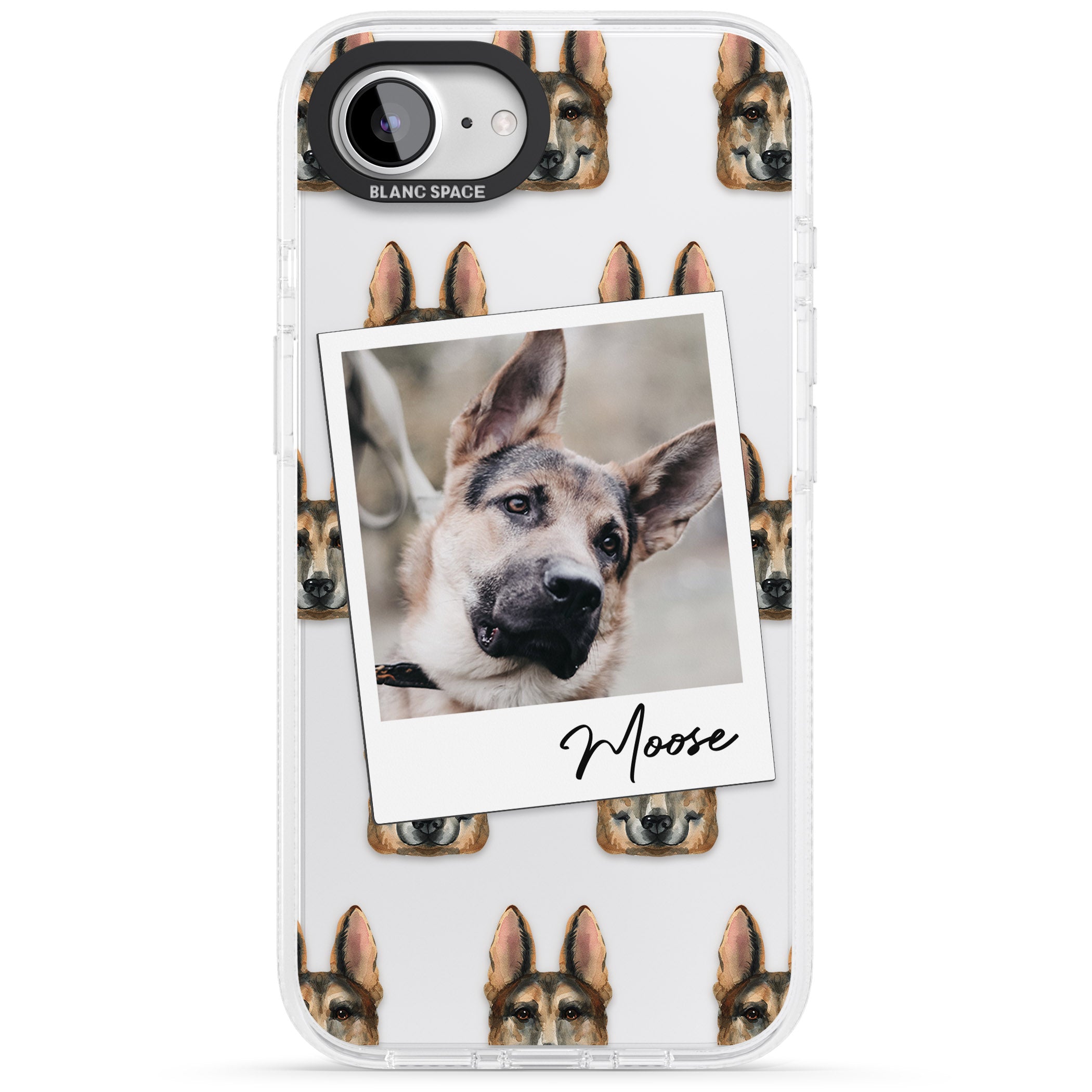 Personalised German Shepherd - Dog Photo iPhone 16e Clear Case Impact Air - Blanc Space
