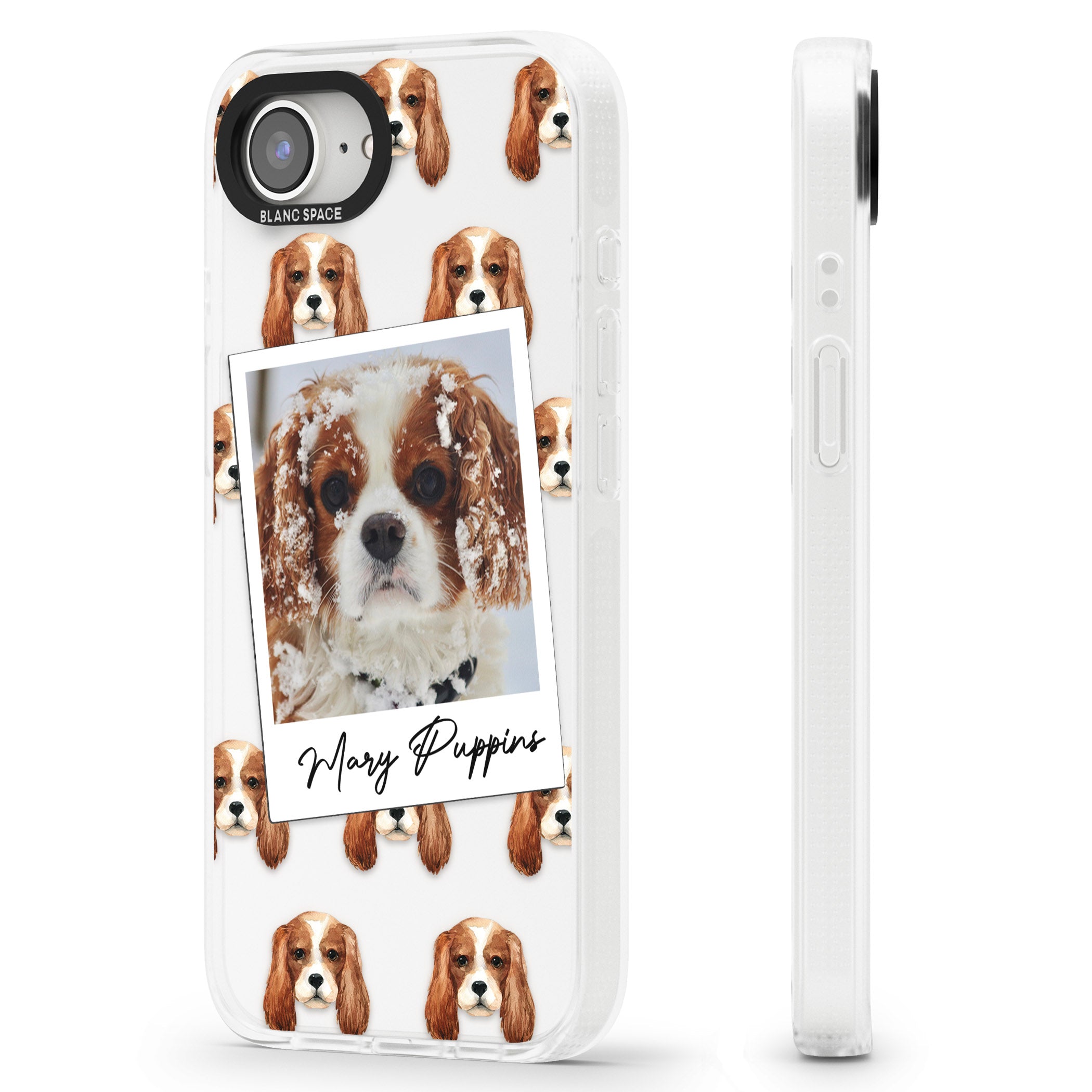 Personalised Cavalier King Charles - Dog Photo iPhone 16e Clear Case Impact Air - Blanc Space
