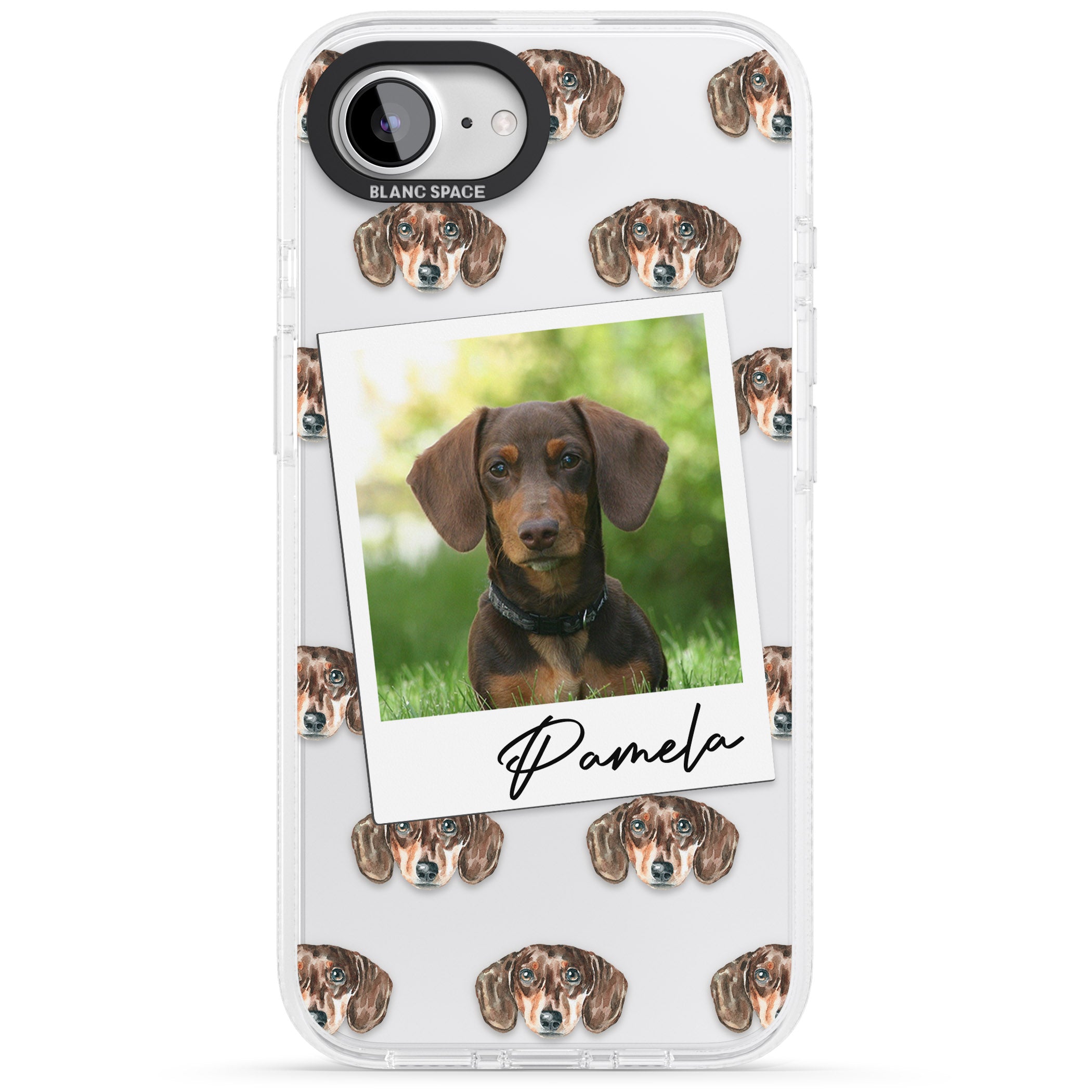 Personalised Dachshund, Brown - Dog Photo iPhone 16e Clear Case Impact Air - Blanc Space