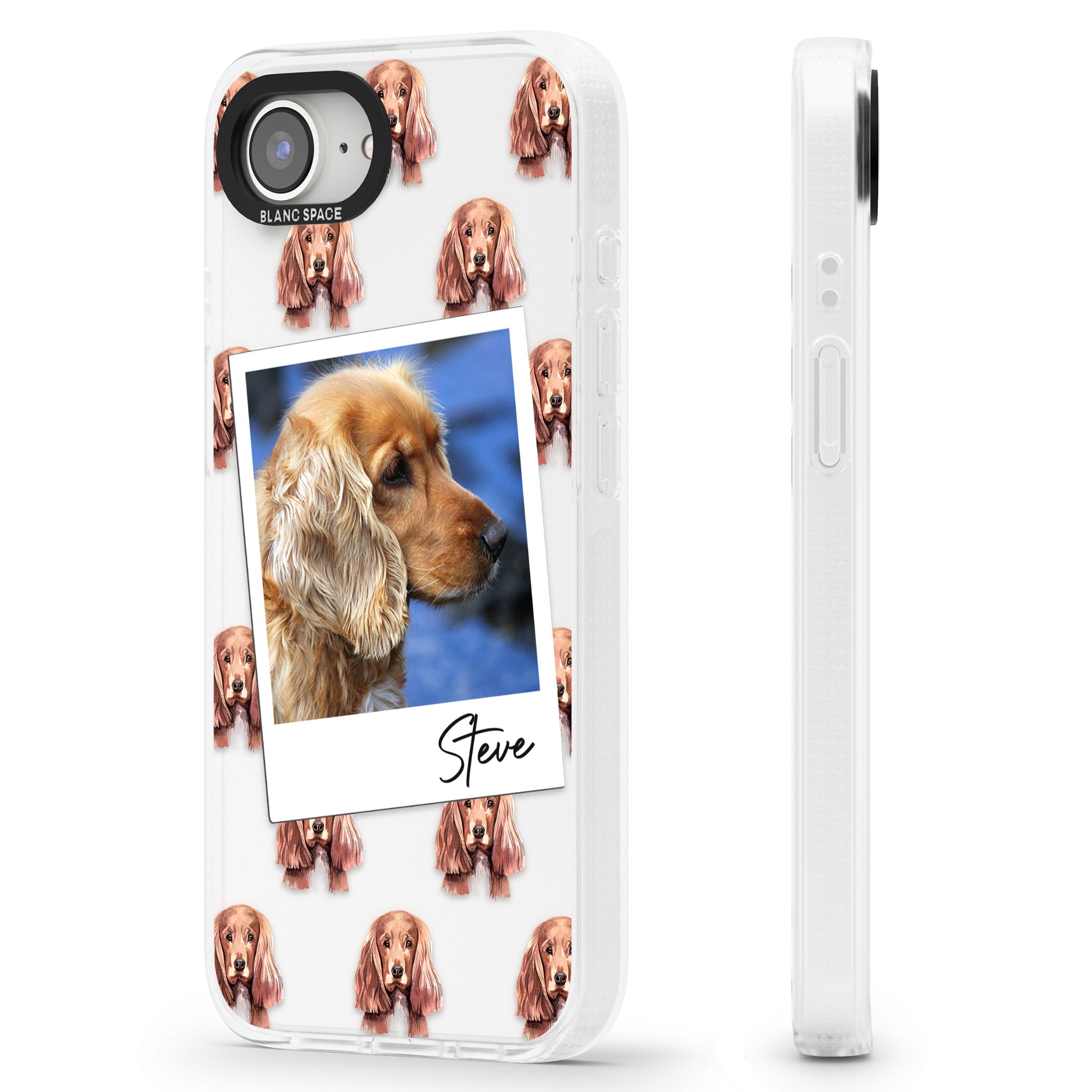 Personalised Cocker Spaniel - Dog Photo iPhone 16e Clear Case Impact Air - Blanc Space