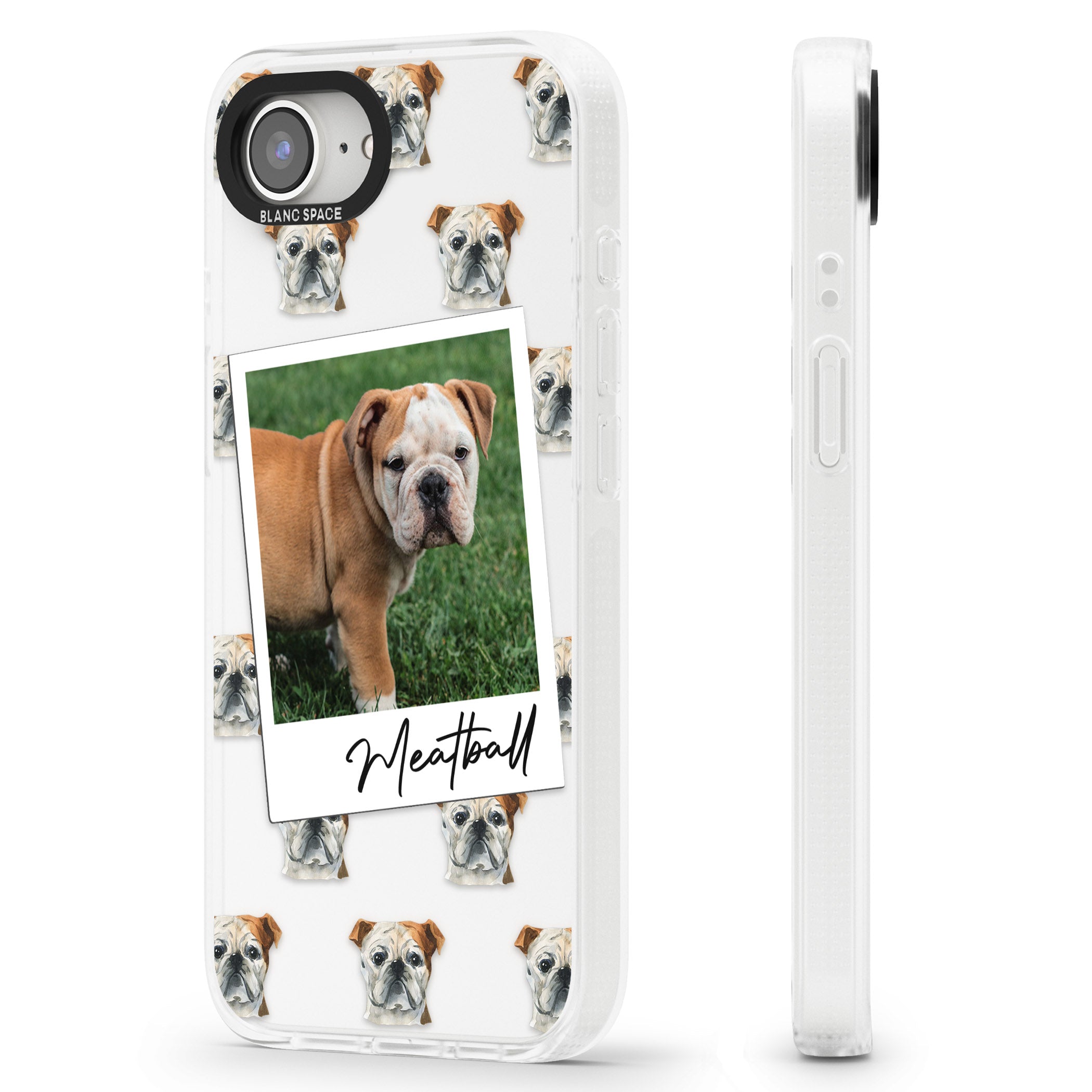 Personalised English Bulldog - Dog Photo iPhone 16e Clear Case Impact Air - Blanc Space