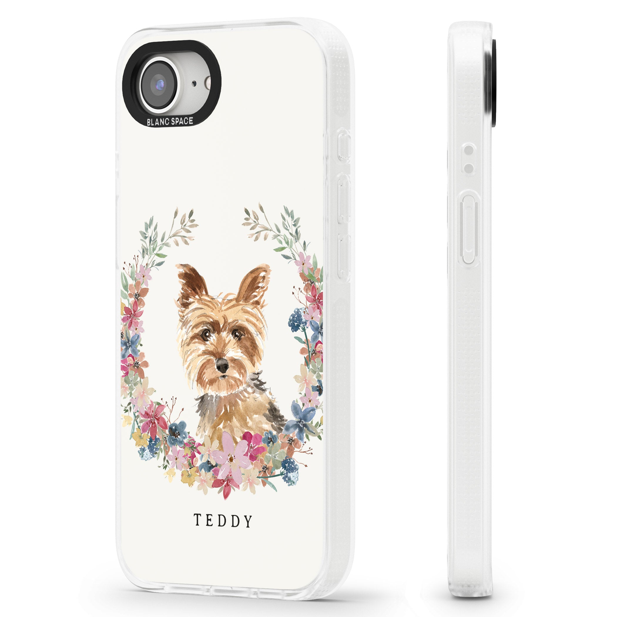 Personalised Yorkshire Terrier - Watercolour Dog Portrait iPhone 16e Clear Case Impact Air - Blanc Space