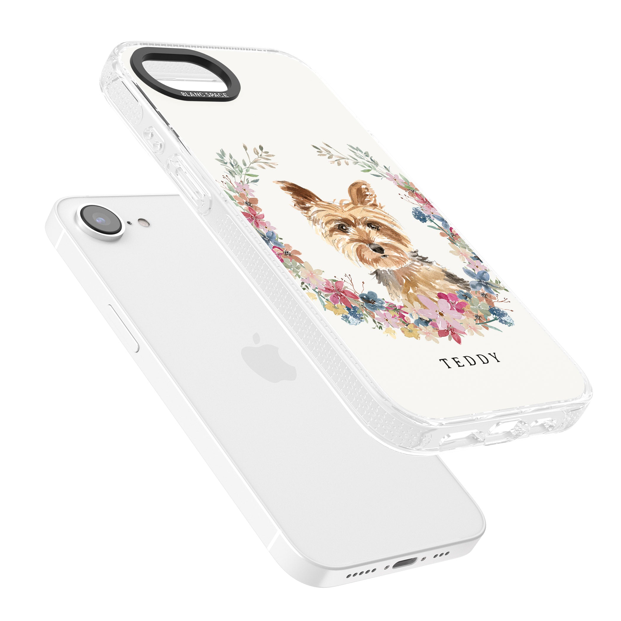 Personalised Yorkshire Terrier - Watercolour Dog Portrait iPhone 16e Clear Case Impact Air - Blanc Space