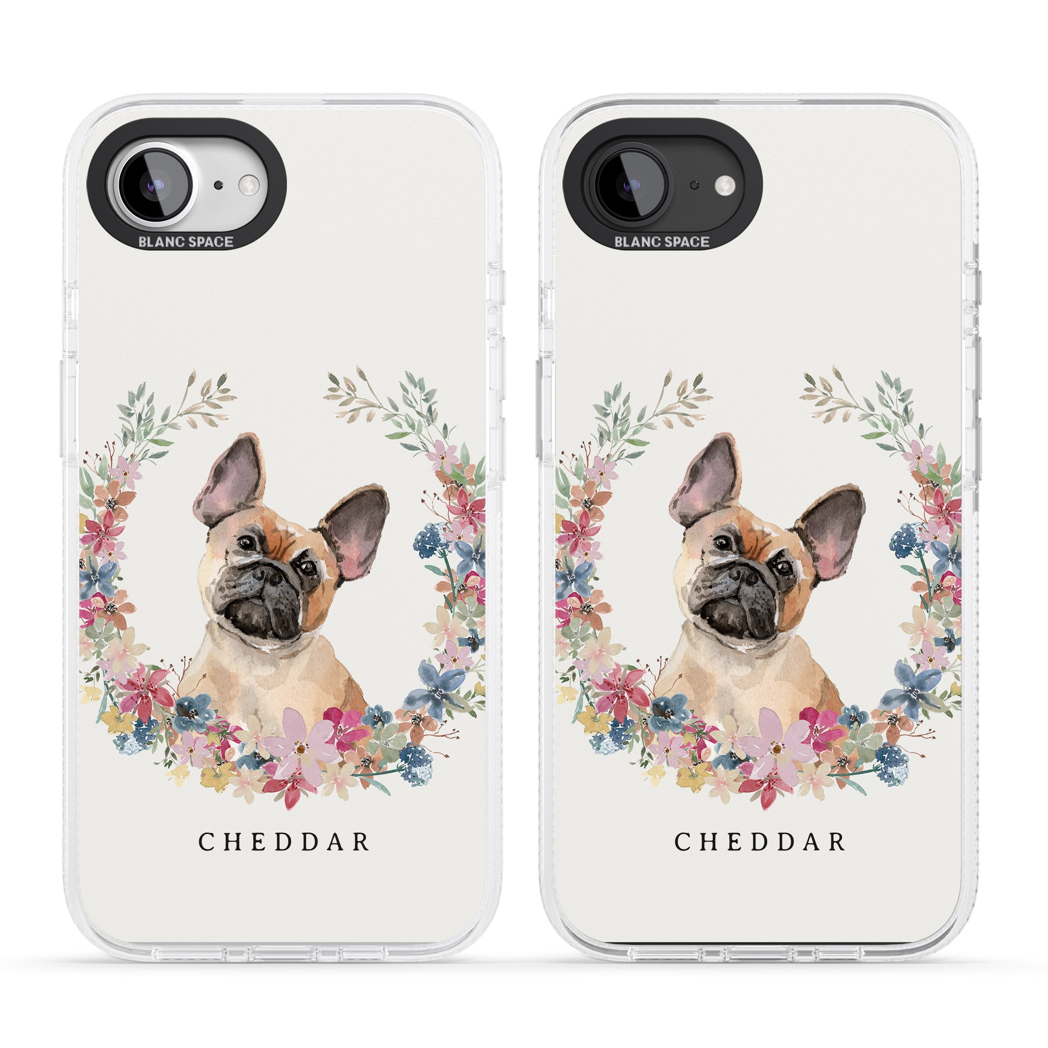 Personalised Tan French Bulldog Watercolour Dog Portrait iPhone 16e Clear Case Impact Air - Blanc Space