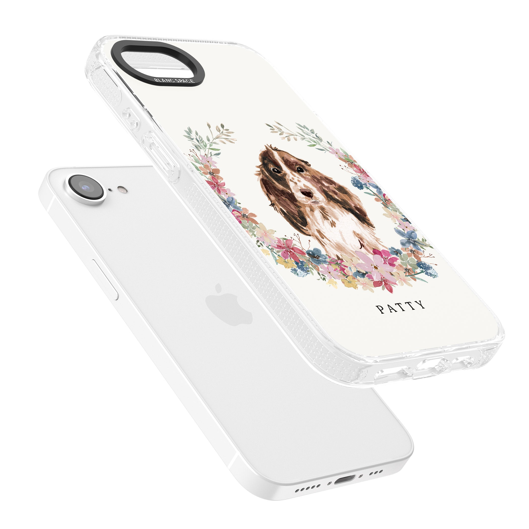 Personalised Brown Cocker Spaniel - Watercolour Dog Portrait iPhone 16e Clear Case Impact Air - Blanc Space