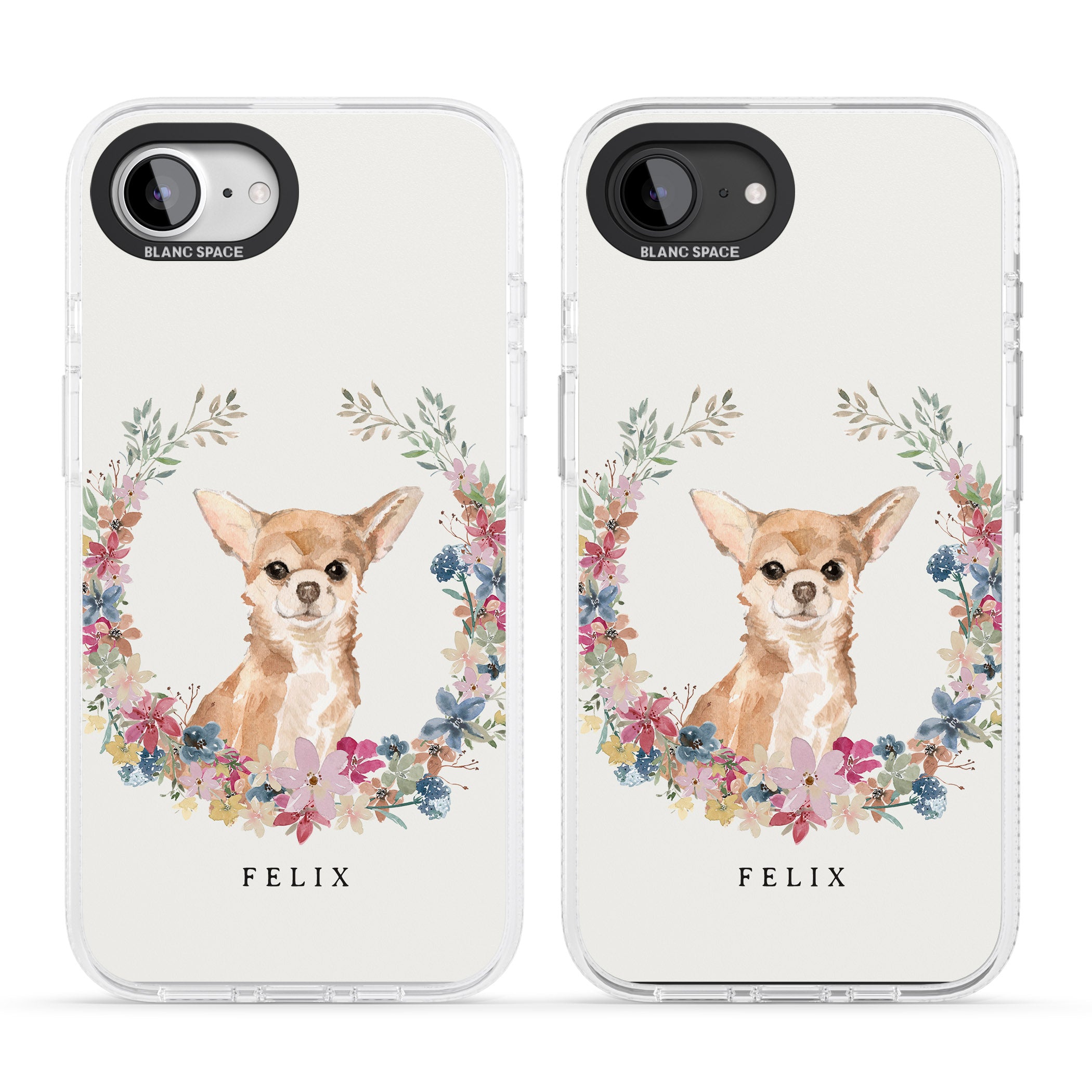 Personalised Chihuahua - Watercolour Dog Portrait iPhone 16e Clear Case Impact Air - Blanc Space