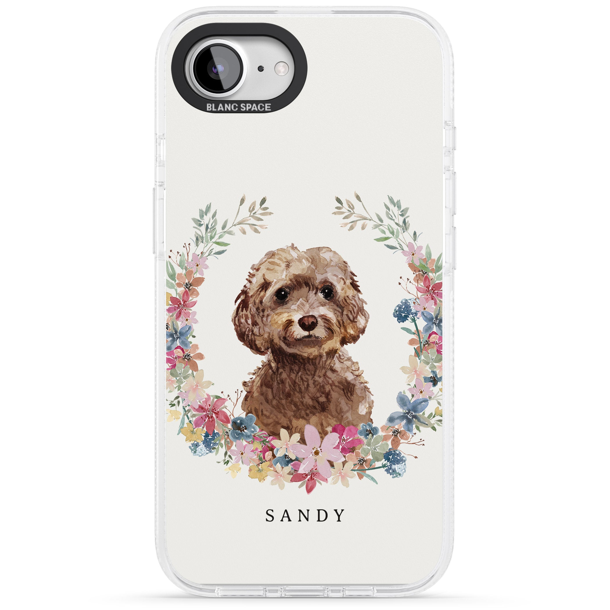 Personalised Brown Cockapoo - Watercolour Dog Portrait iPhone 16e Clear Case Impact Air - Blanc Space