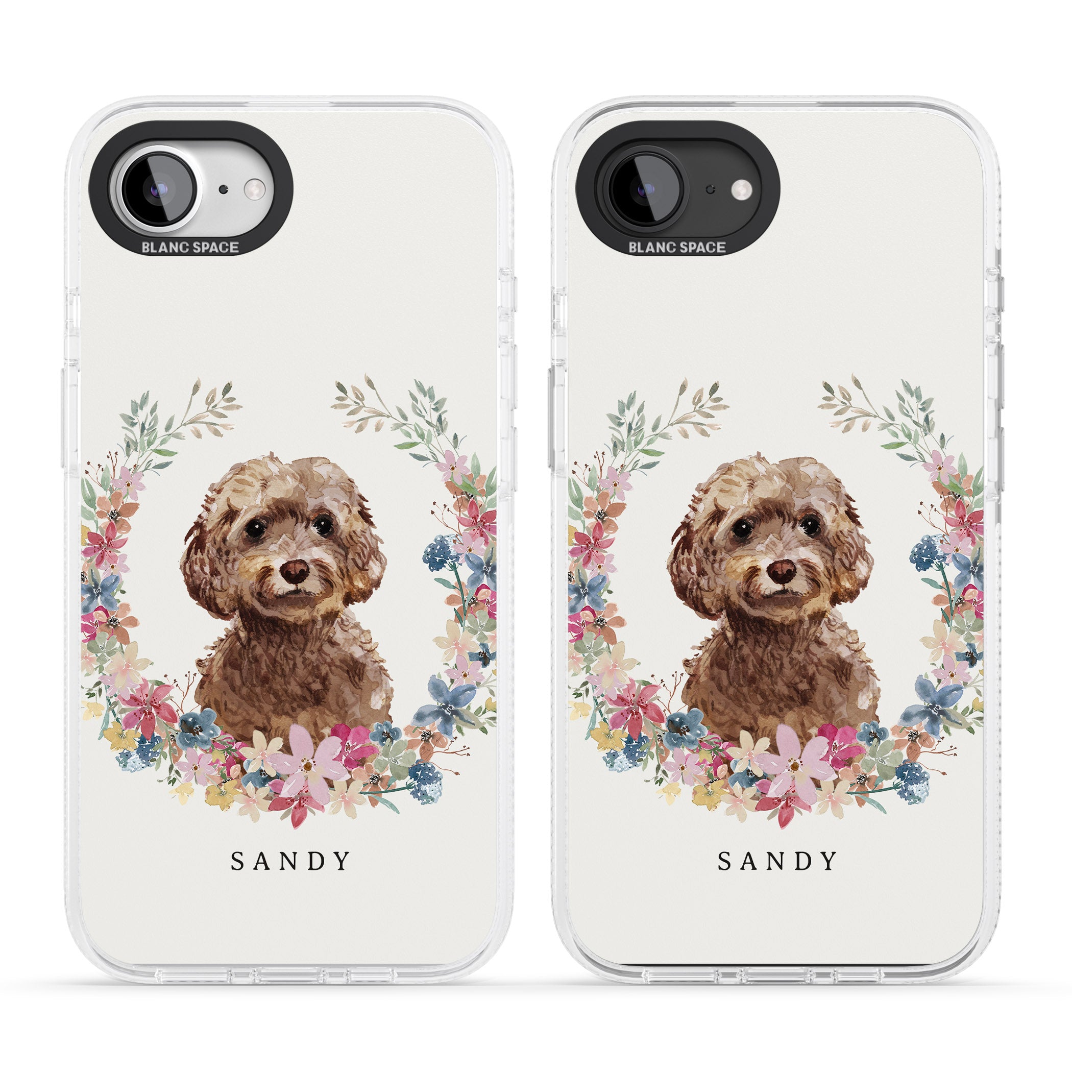 Personalised Brown Cockapoo - Watercolour Dog Portrait iPhone 16e Clear Case Impact Air - Blanc Space