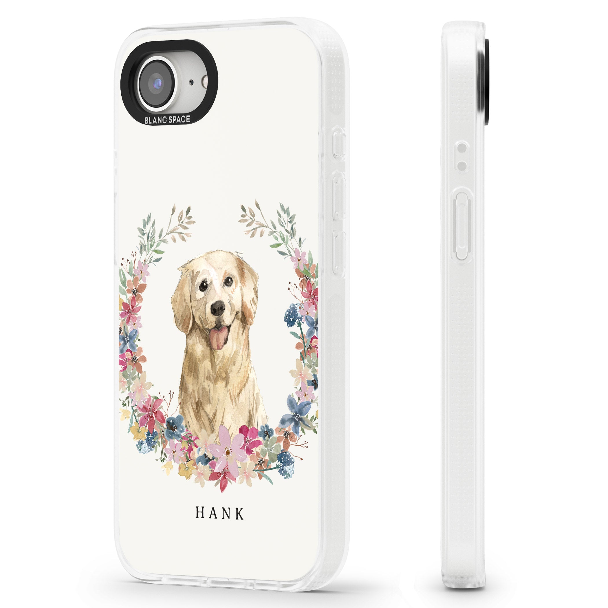 Personalised Golden Retriever - Watercolour Dog Portrait iPhone 16e Clear Case Impact Air - Blanc Space