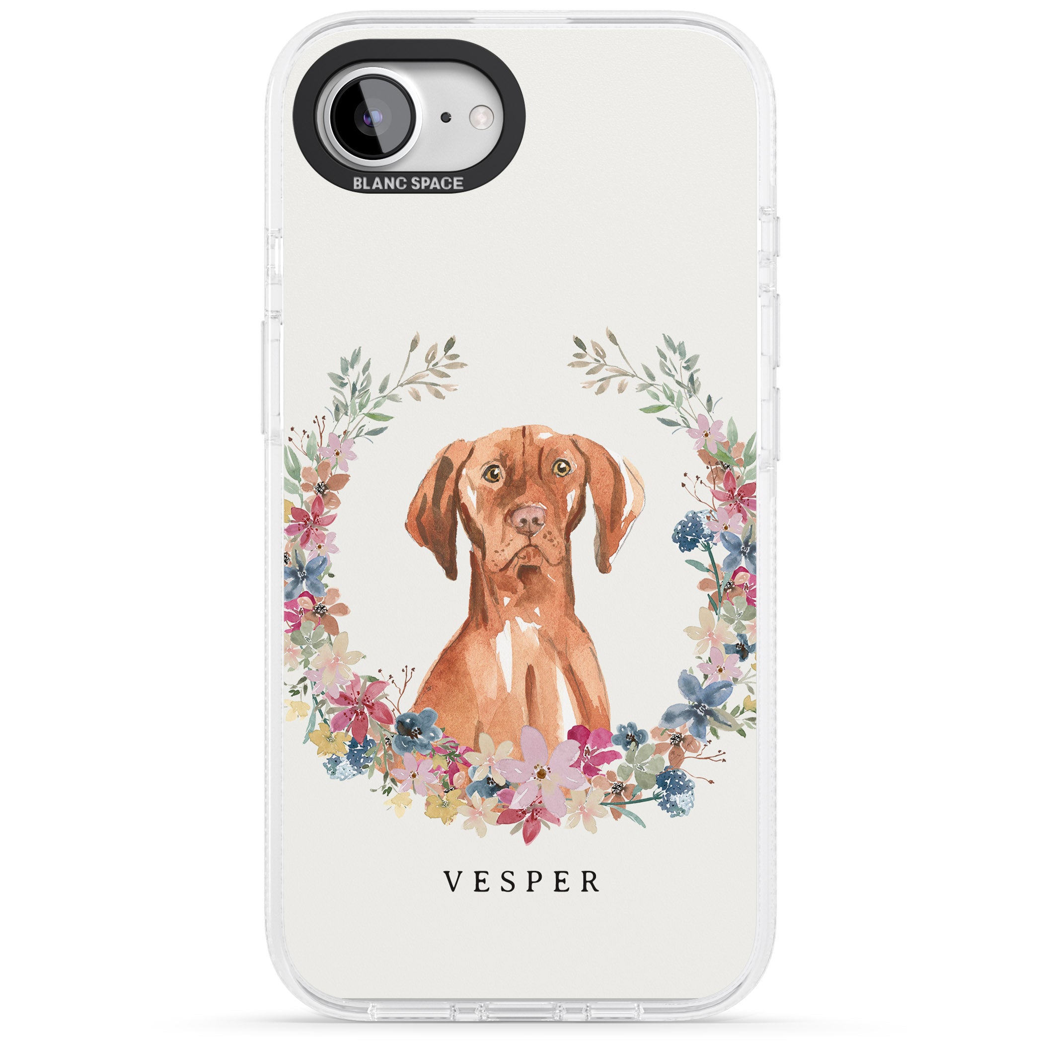 Personalised Hungarian Vizsla - Watercolour Dog Portrait iPhone 16e Clear Case Impact Air - Blanc Space