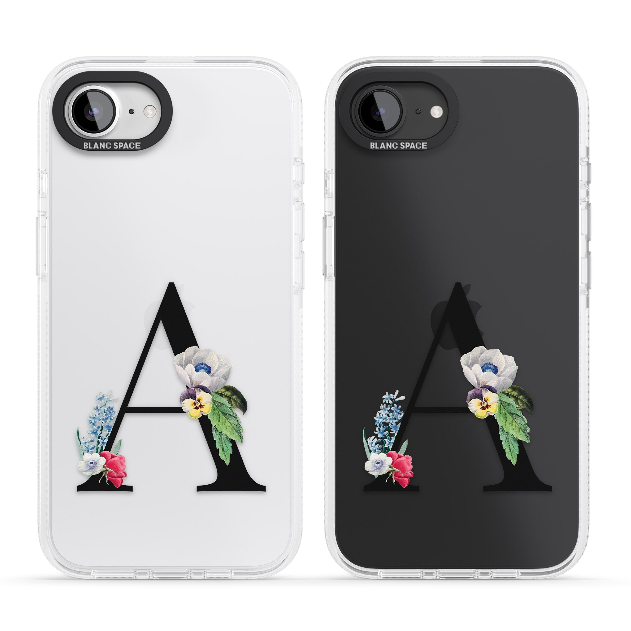 Personalised Floral Initial iPhone 16e Clear Case Impact Air - Blanc Space