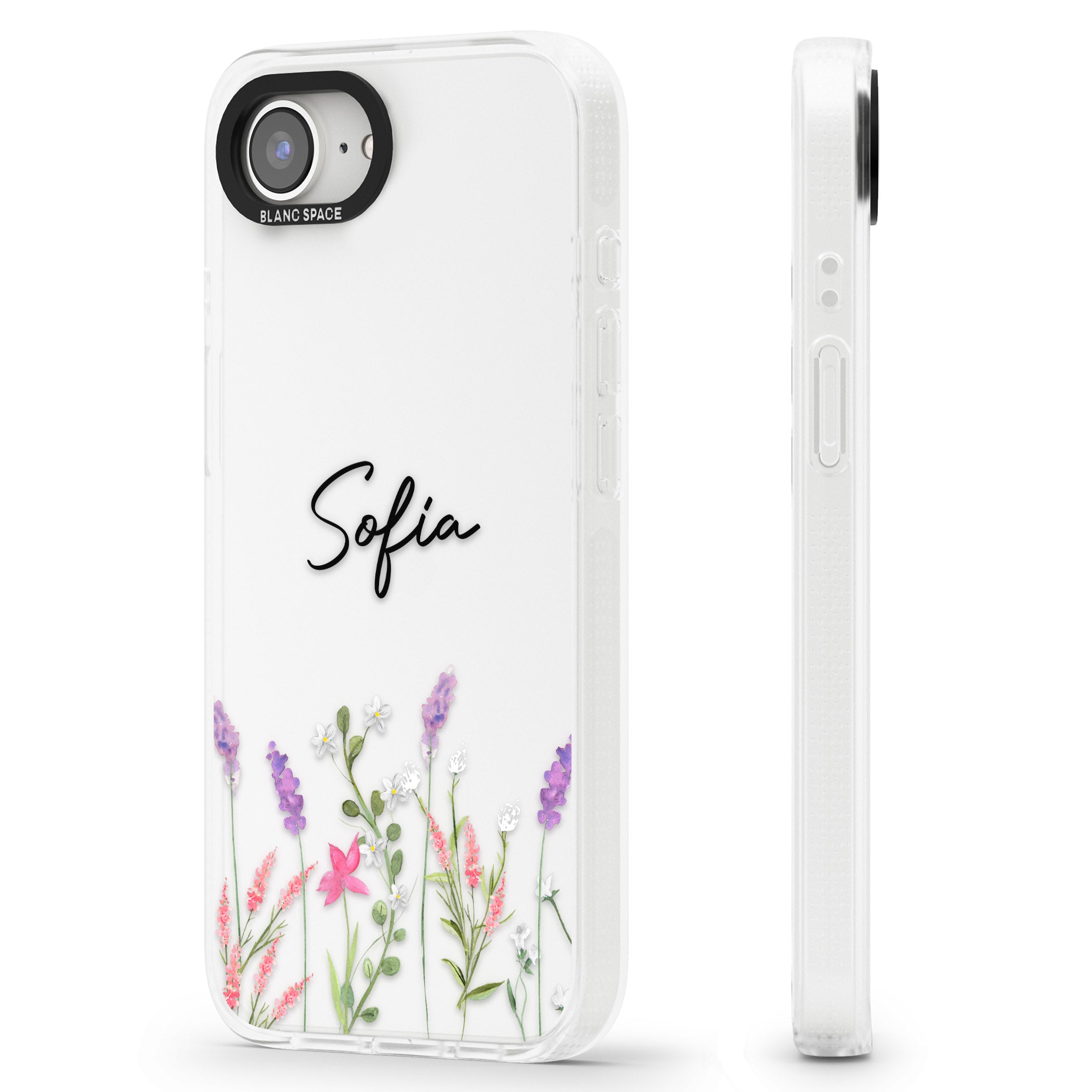 Personalised Lavender Wildflowers iPhone 16e Clear Case Impact Air - Blanc Space