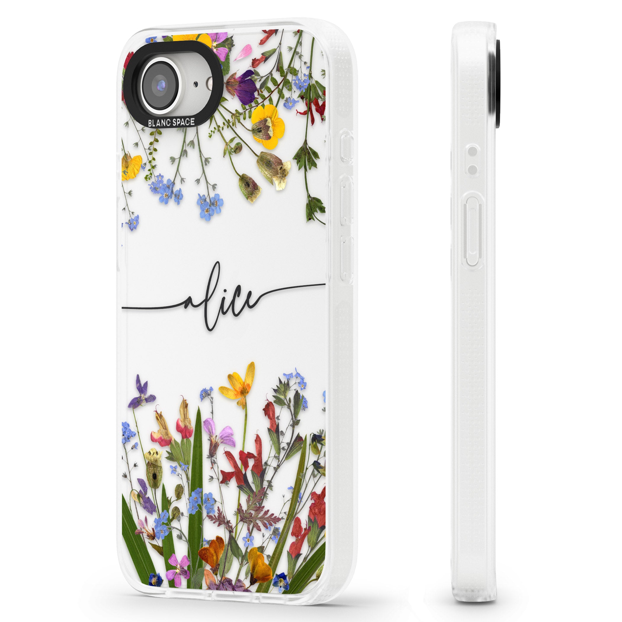 Personalised Wildflower Floral iPhone 16e Clear Case Impact Air - Blanc Space
