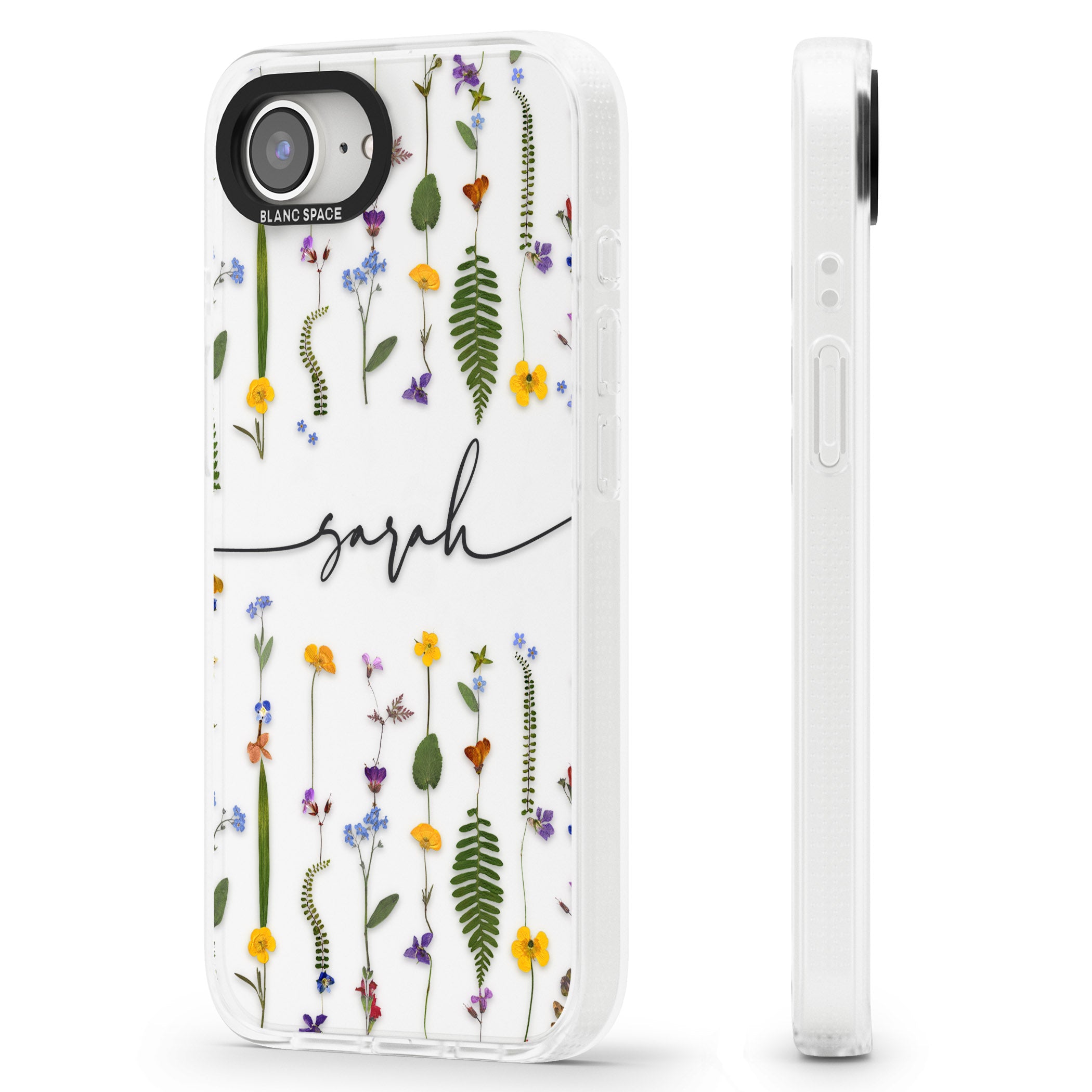Personalised Wildflower Floral iPhone 16e Clear Case Impact Air - Blanc Space