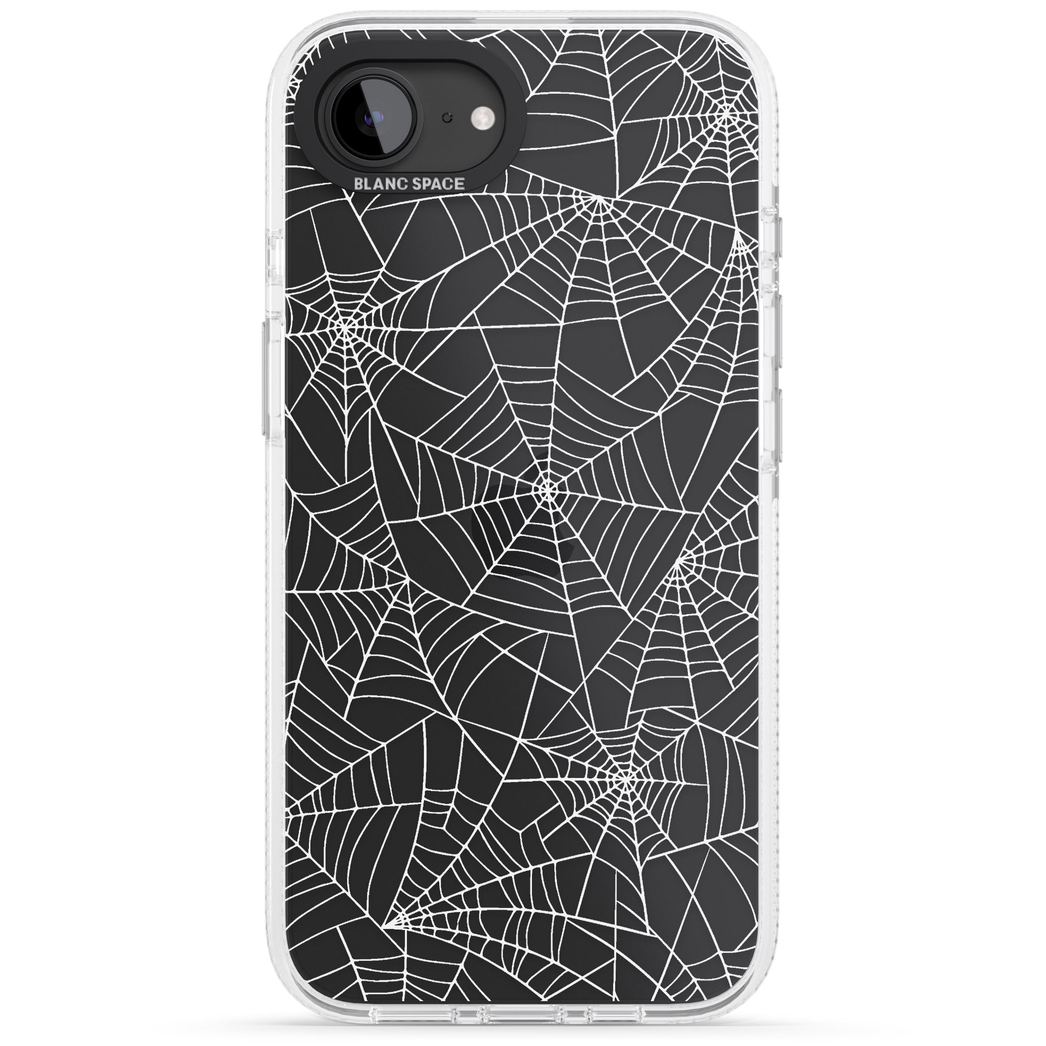 Personalised Spider Web Pattern iPhone 16e Clear Case Impact Air - Blanc Space