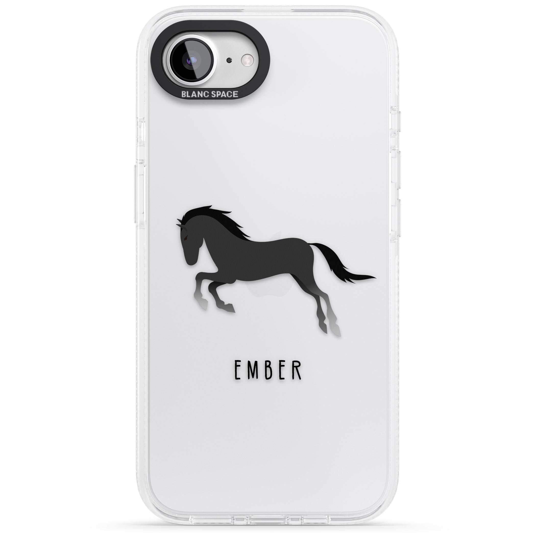 Personalised Black Horse iPhone 16e Clear Case Impact Air - Blanc Space