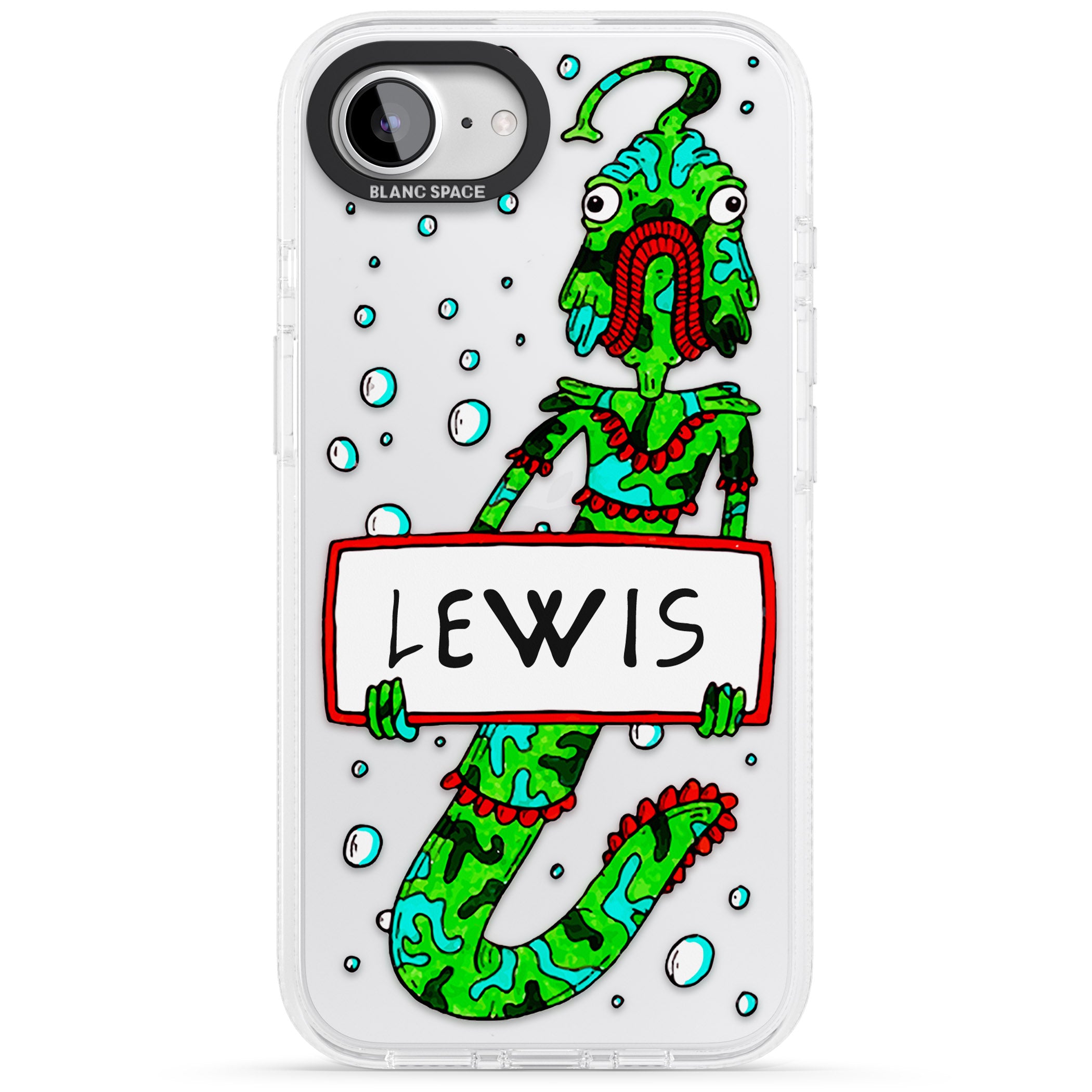 Personalised Fish Boy iPhone 16e Clear Case Impact Air - Blanc Space