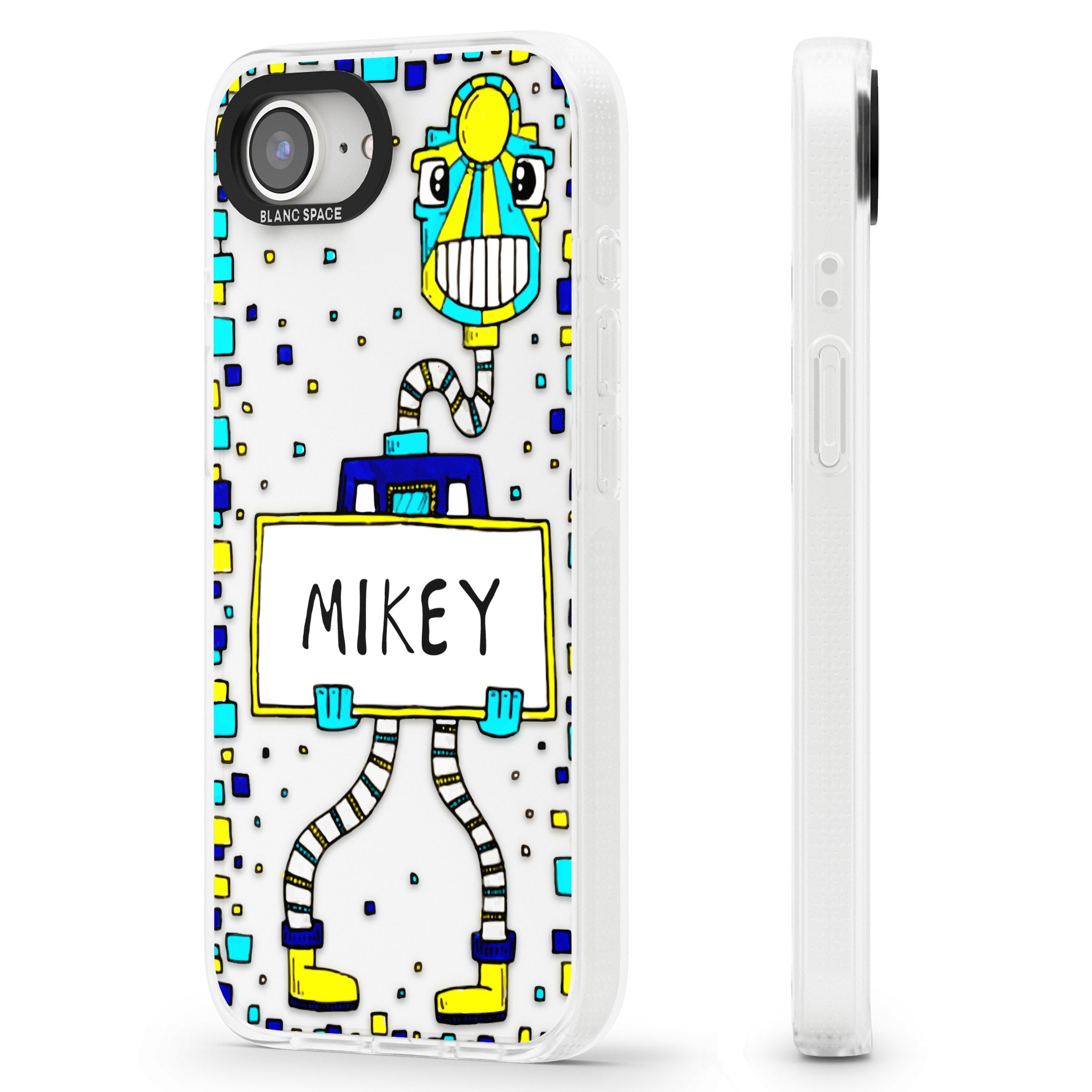 Personalised Tubes Guy iPhone 16e Clear Case Impact Air - Blanc Space