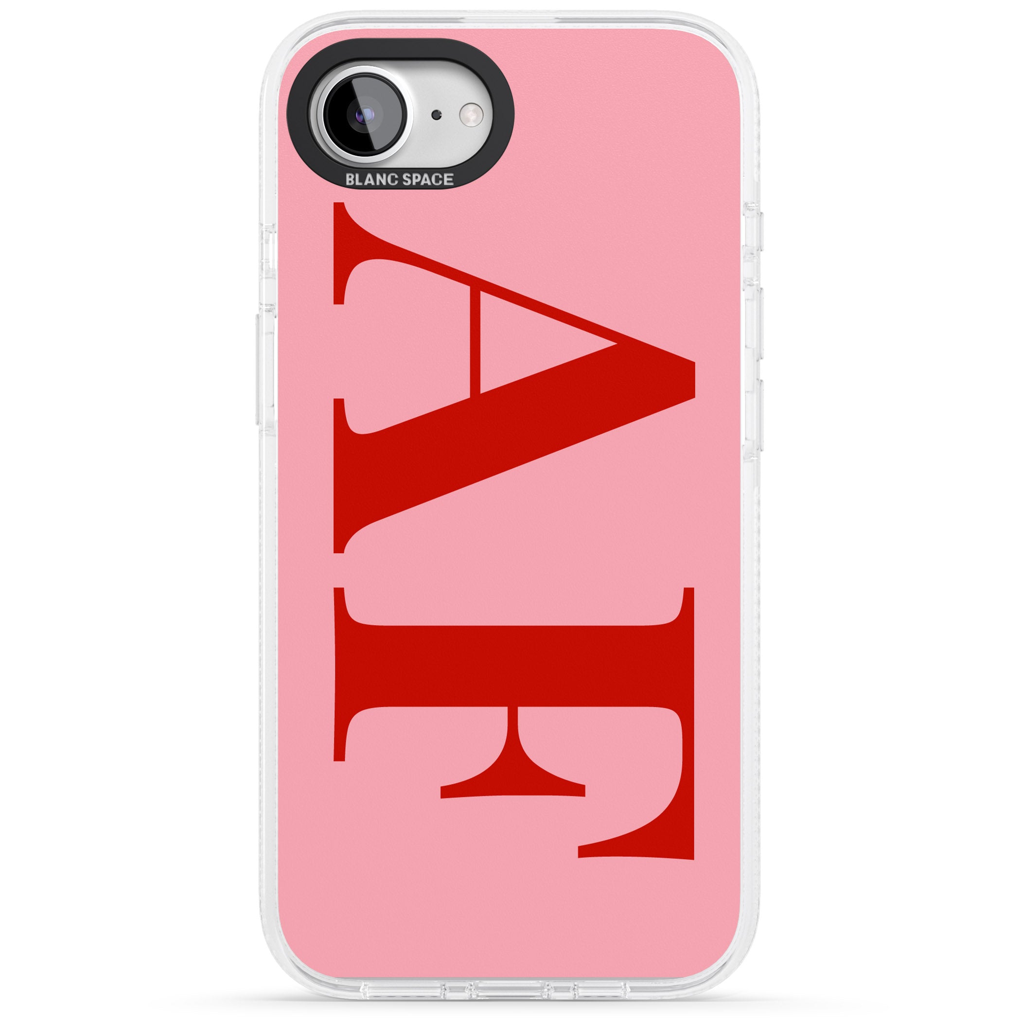 Personalised Red & Pink Letters iPhone 16e Clear Case Impact Air - Blanc Space