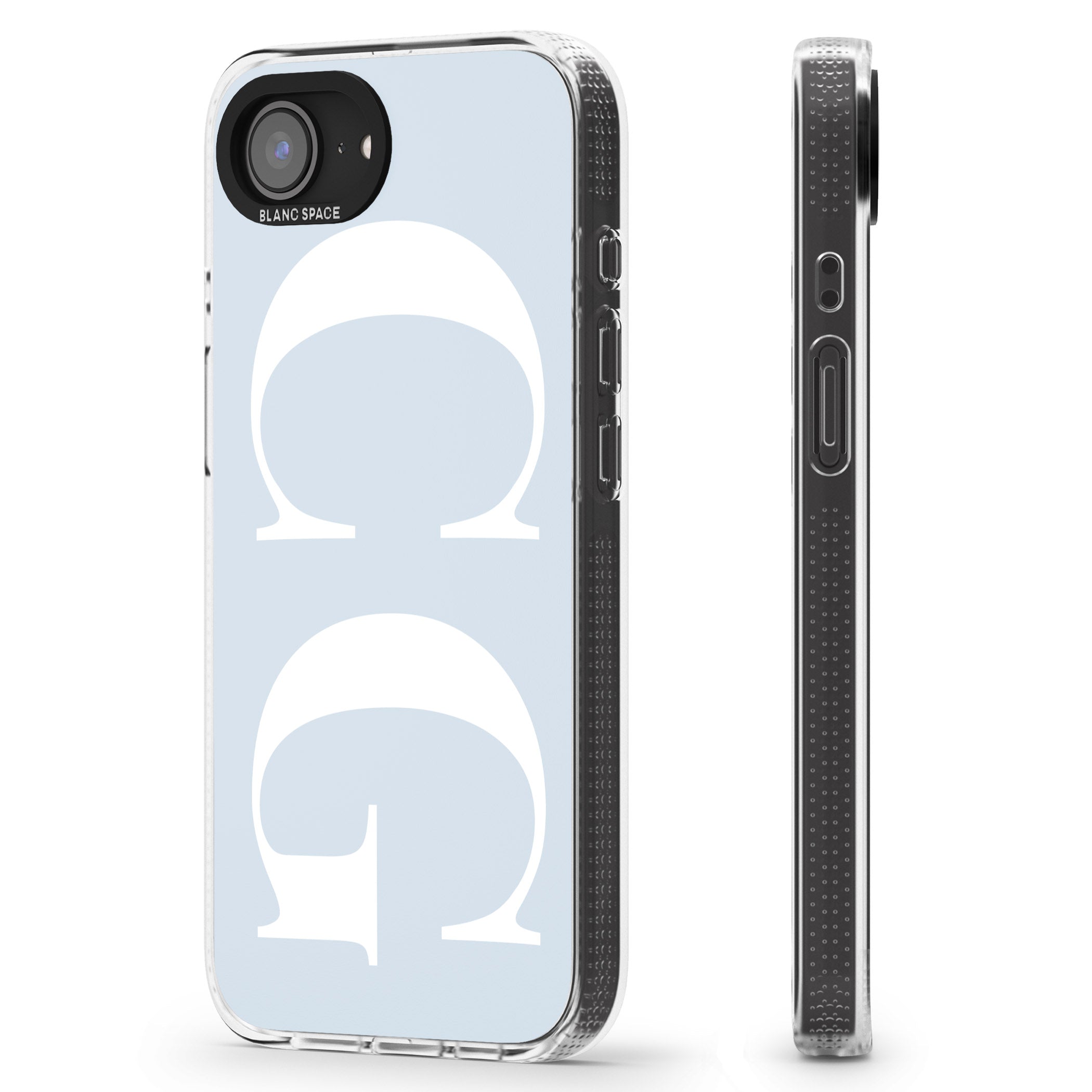Personalised White & Blue Personalised iPhone 16e Clear Case Impact Air - Blanc Space