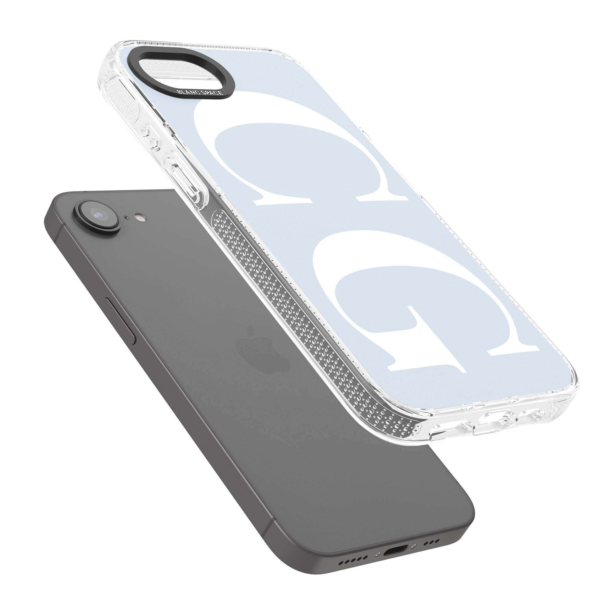 Personalised White & Blue Personalised iPhone 16e Clear Case Impact Air - Blanc Space