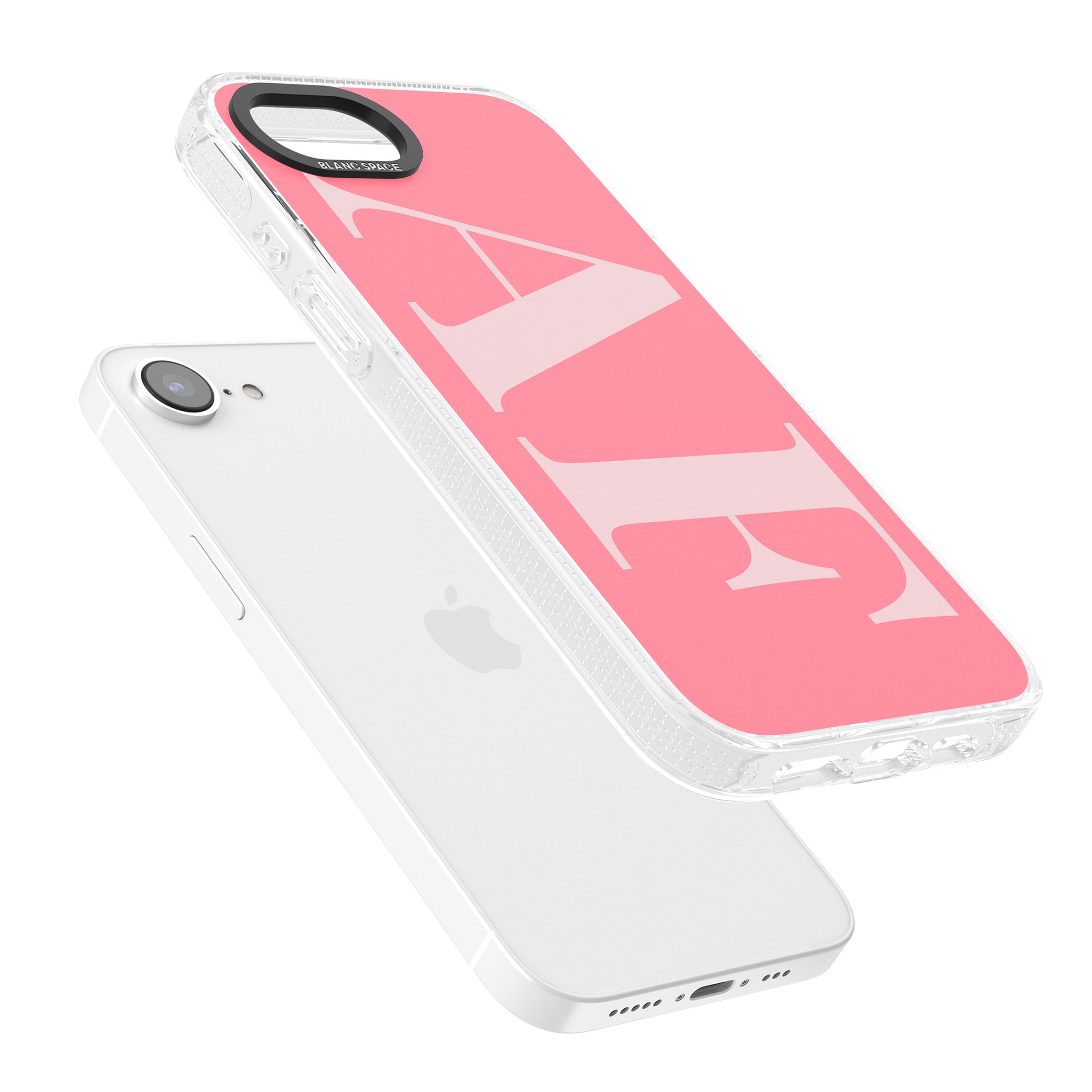 Personalised Light & Dark Pink Personalised iPhone 16e Clear Case Impact Air - Blanc Space