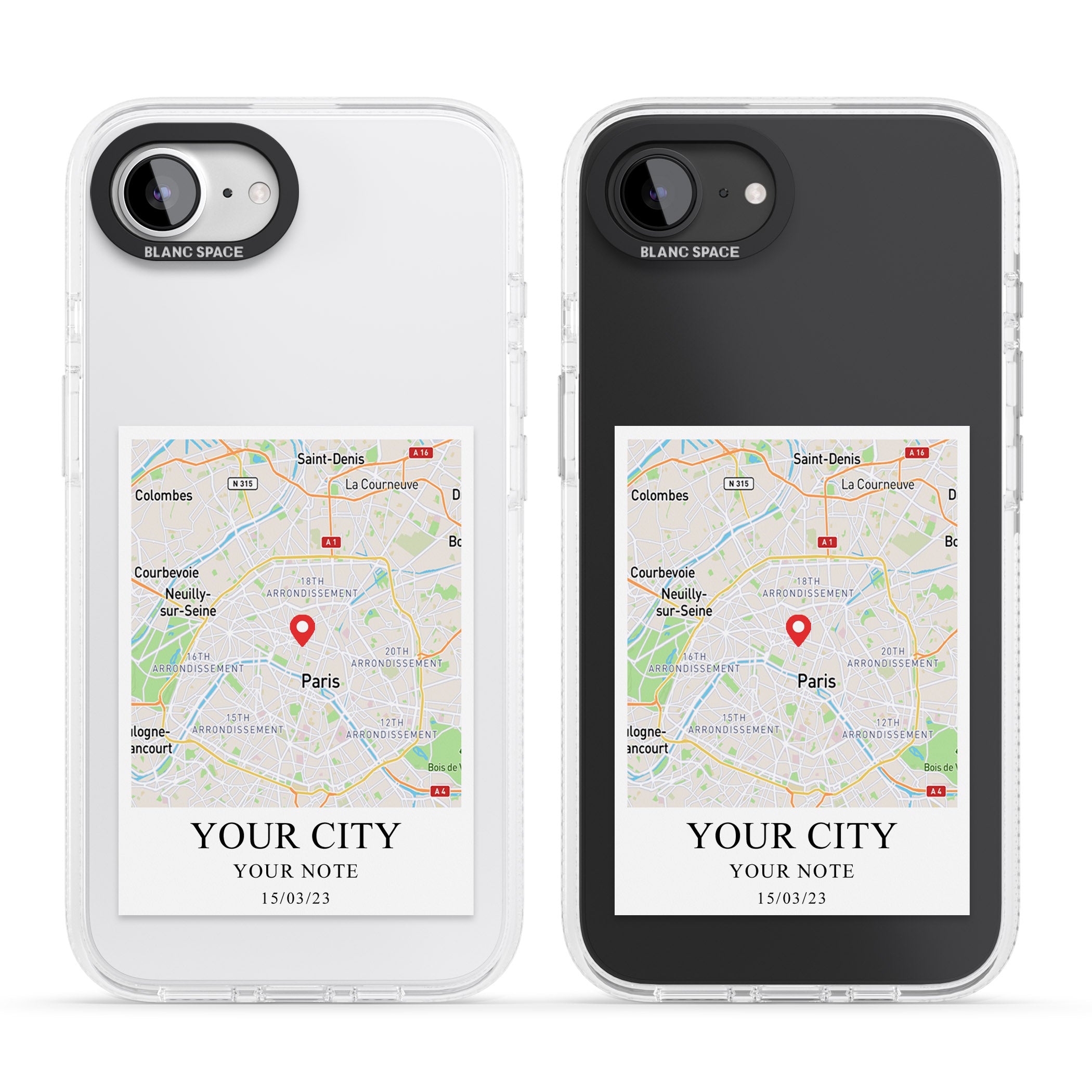 Personalised World Map iPhone 16e Clear Case Impact Air - Blanc Space