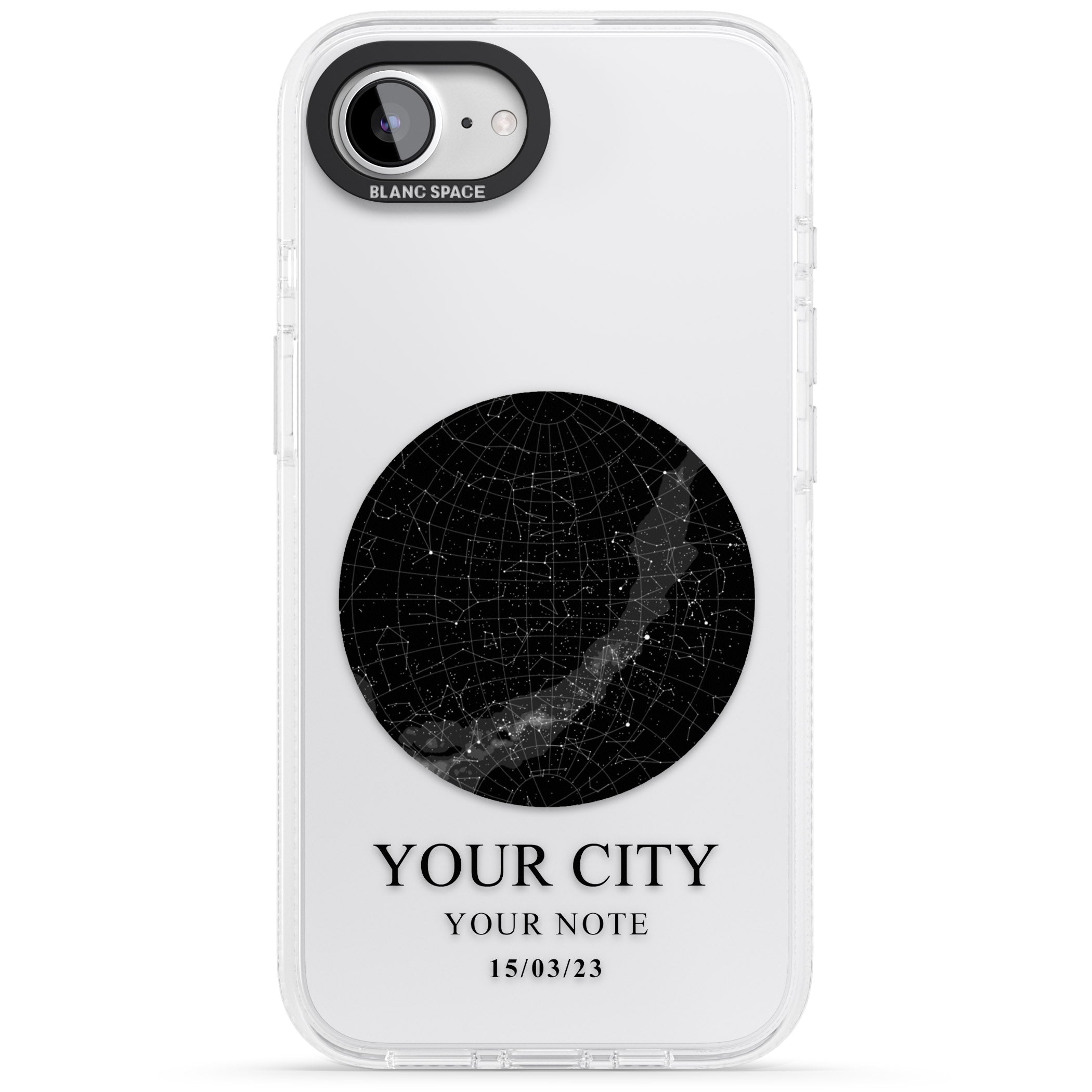 Personalised Star Map iPhone 16e Clear Case Impact Air - Blanc Space