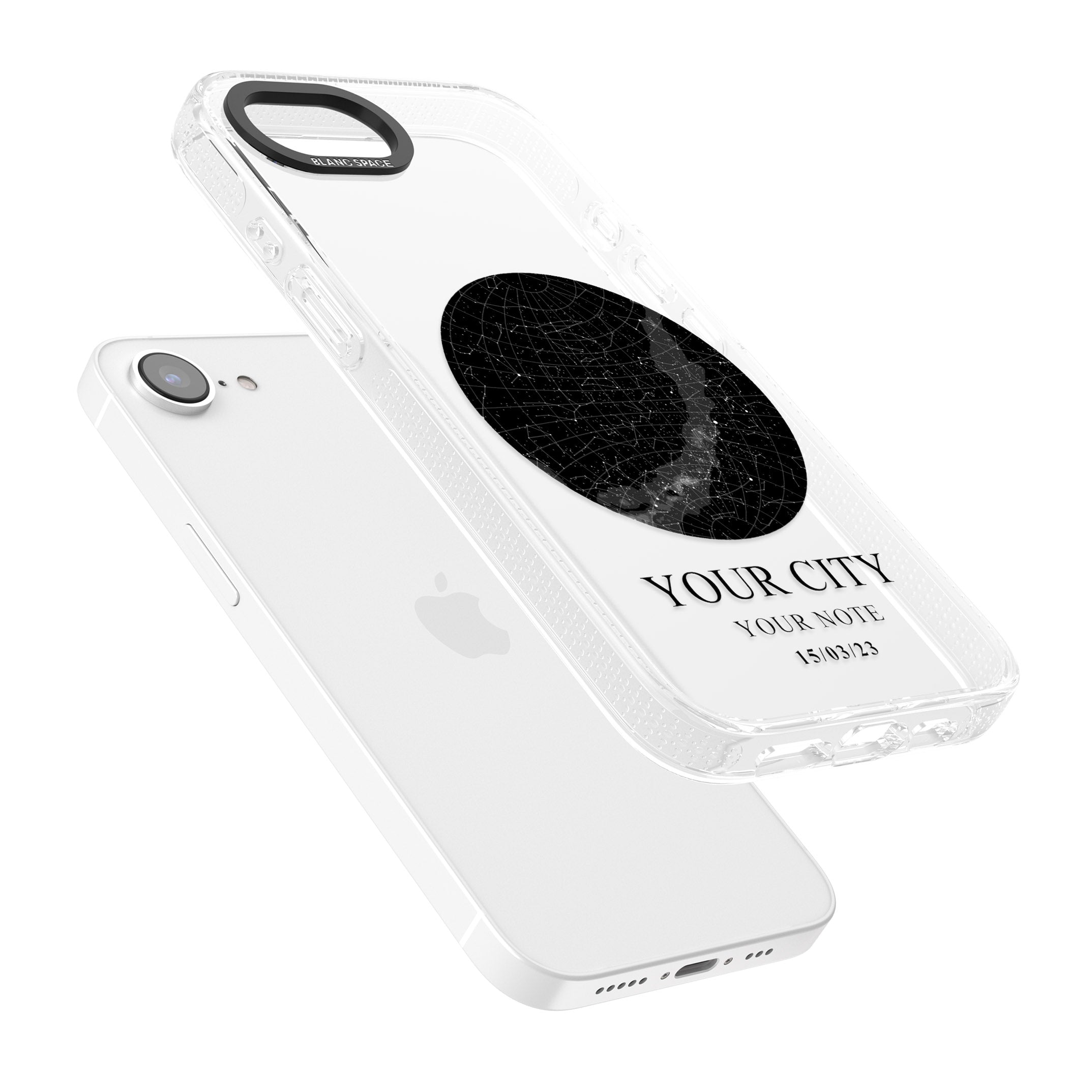 Personalised Star Map iPhone 16e Clear Case Impact Air - Blanc Space