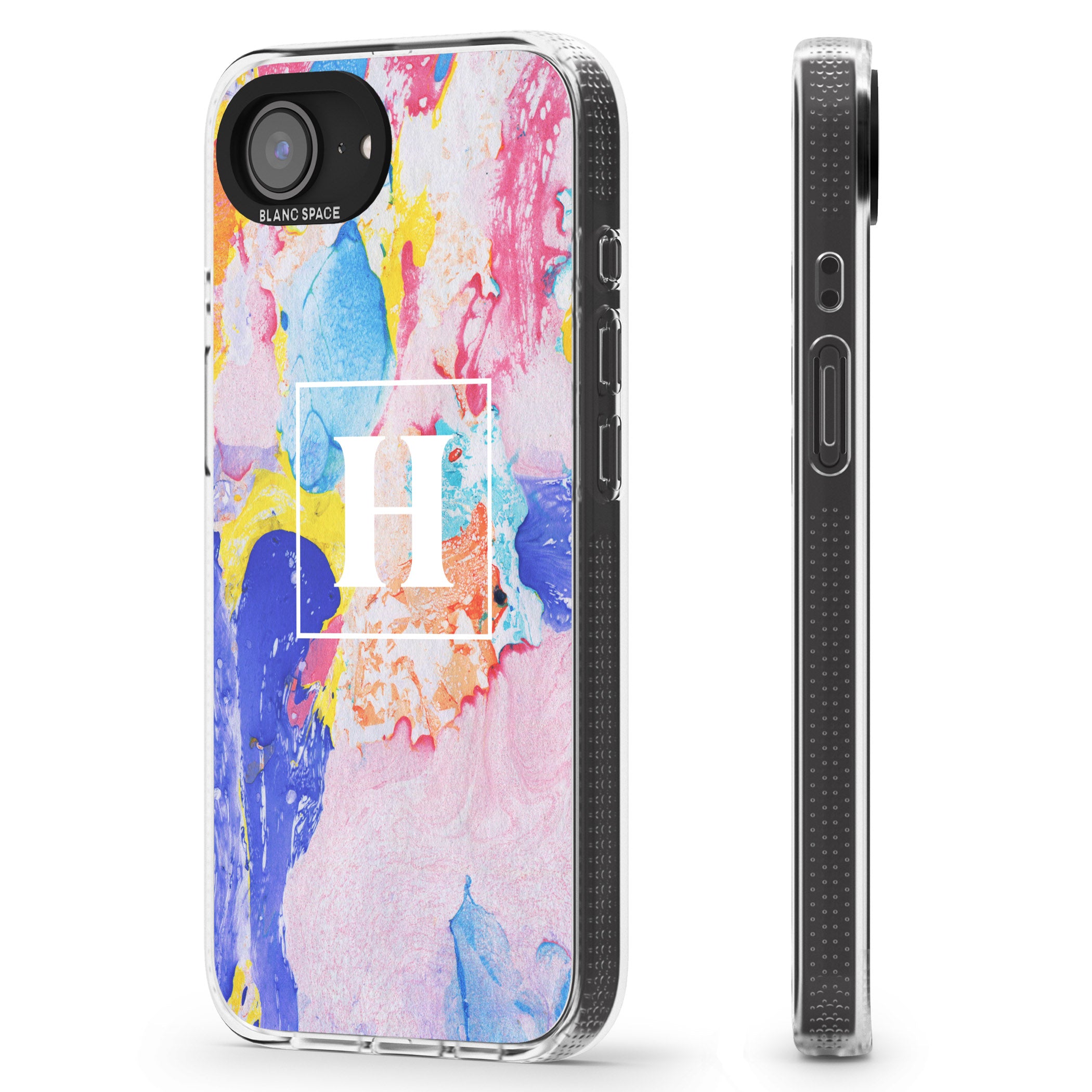 Personalised Mixed Pastels Marbled Paper iPhone 16e Clear Case Impact Air - Blanc Space
