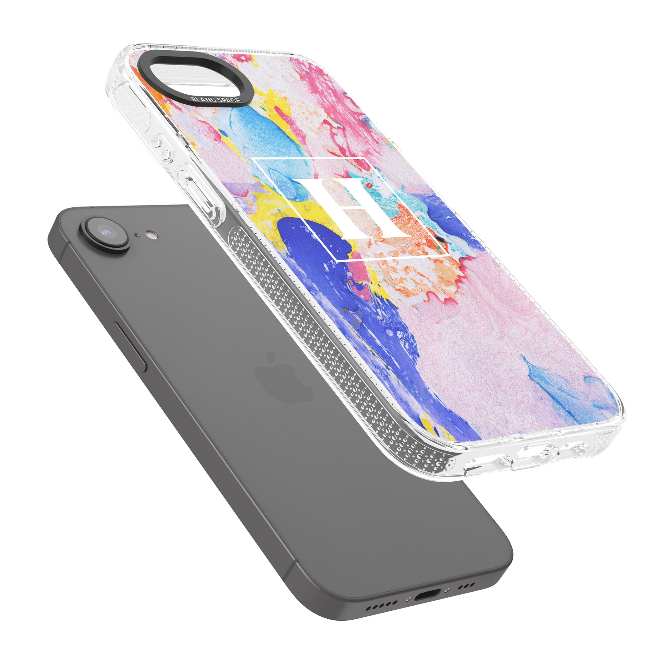 Personalised Mixed Pastels Marbled Paper iPhone 16e Clear Case Impact Air - Blanc Space