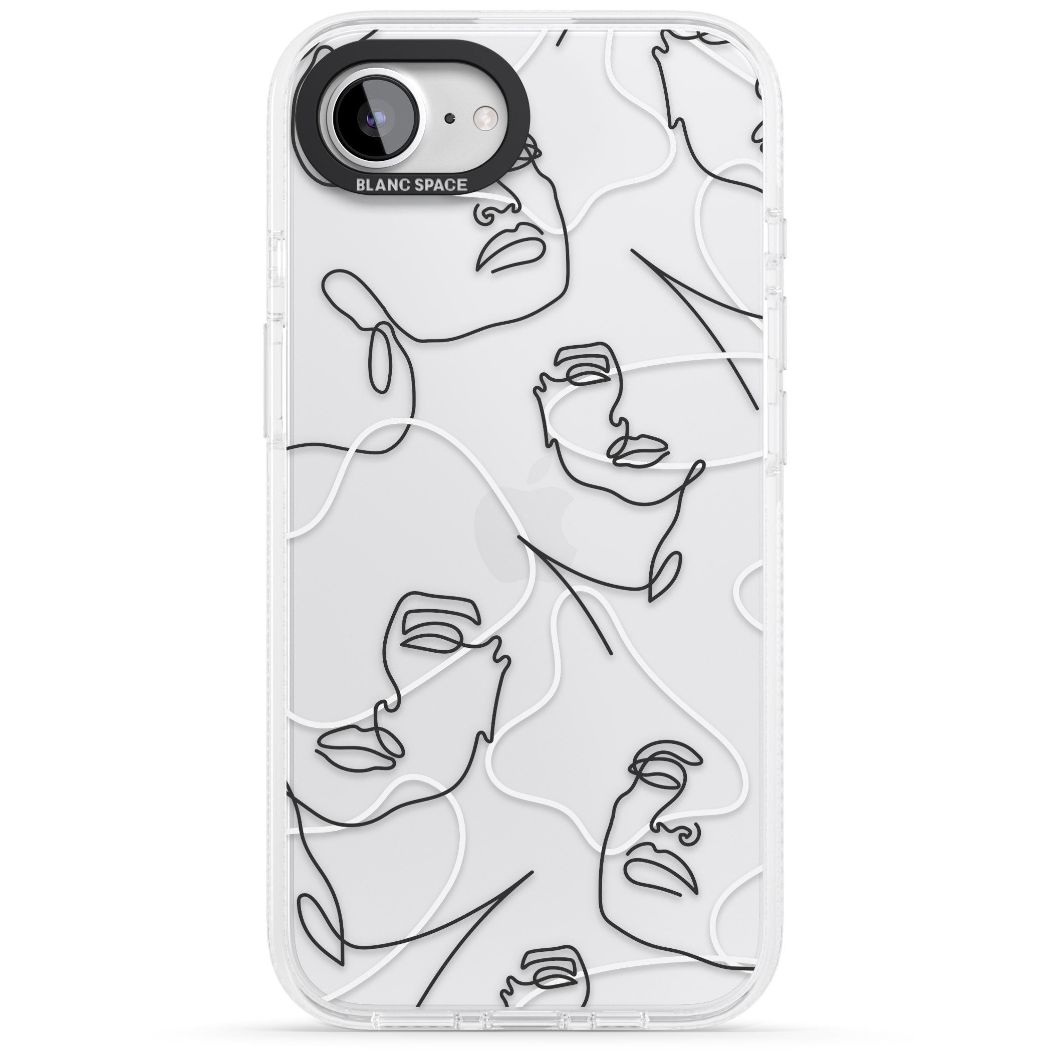 Personalised Abstract Faces iPhone 16e Clear Case Impact Air - Blanc Space