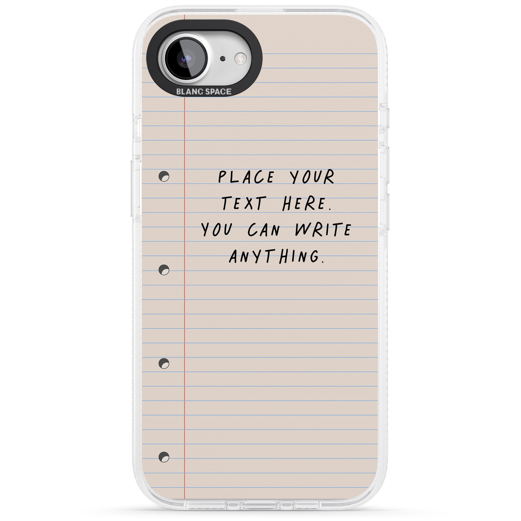 Personalised School Paper iPhone 16e Clear Case Impact Air - Blanc Space
