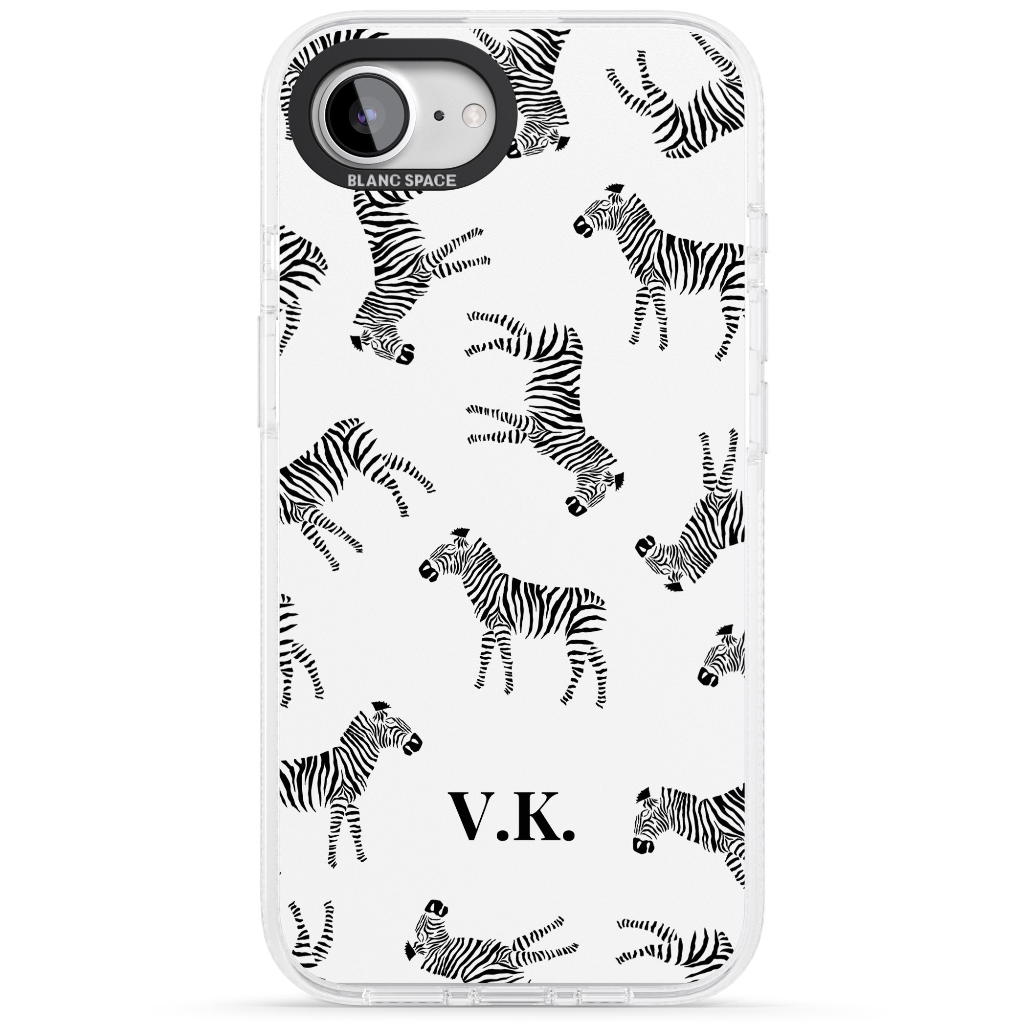 Personalised Zebra Pattern iPhone 16e Clear Case Impact Air - Blanc Space