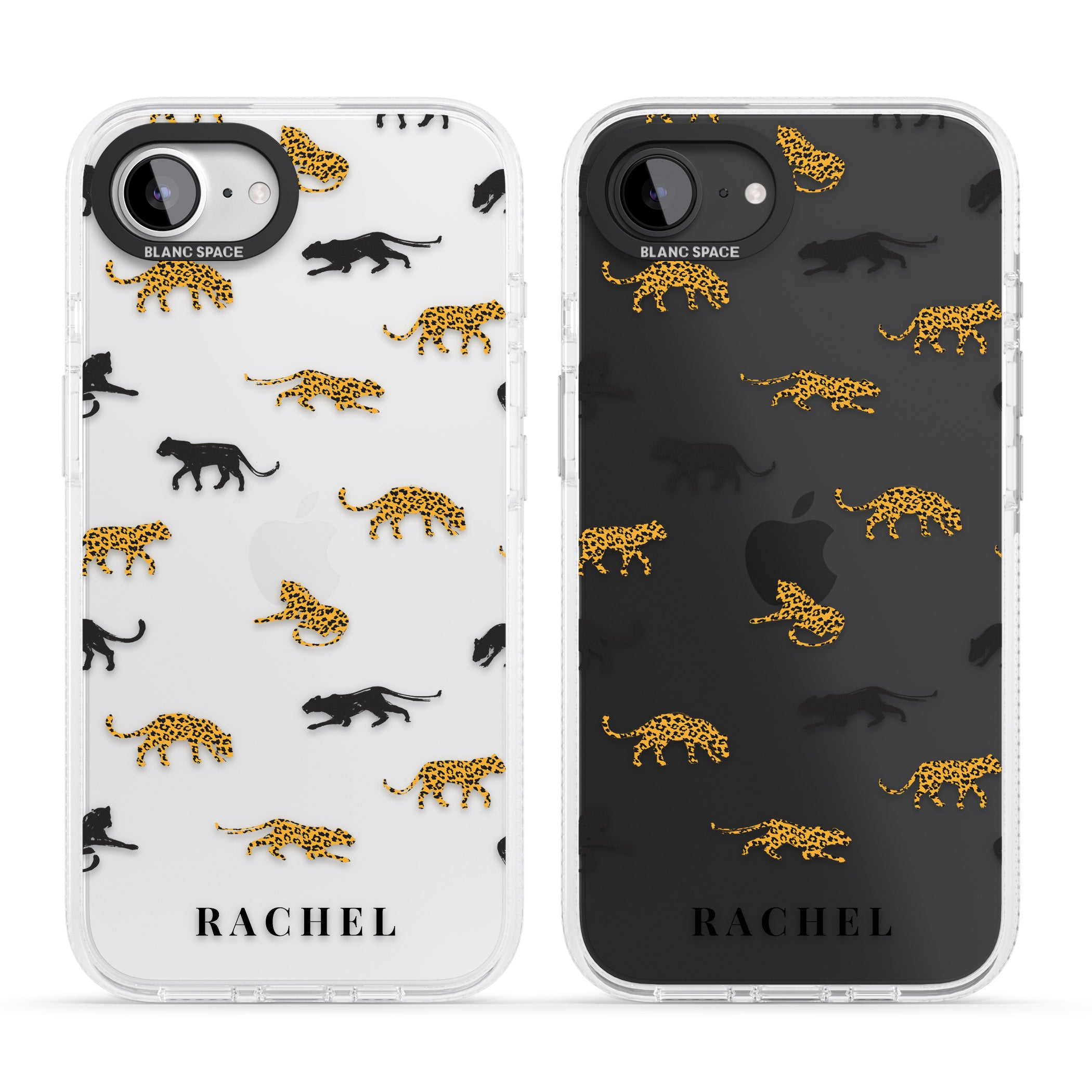 Personalised Jaguar Pattern on Transparent iPhone 16e Clear Case Impact Air - Blanc Space