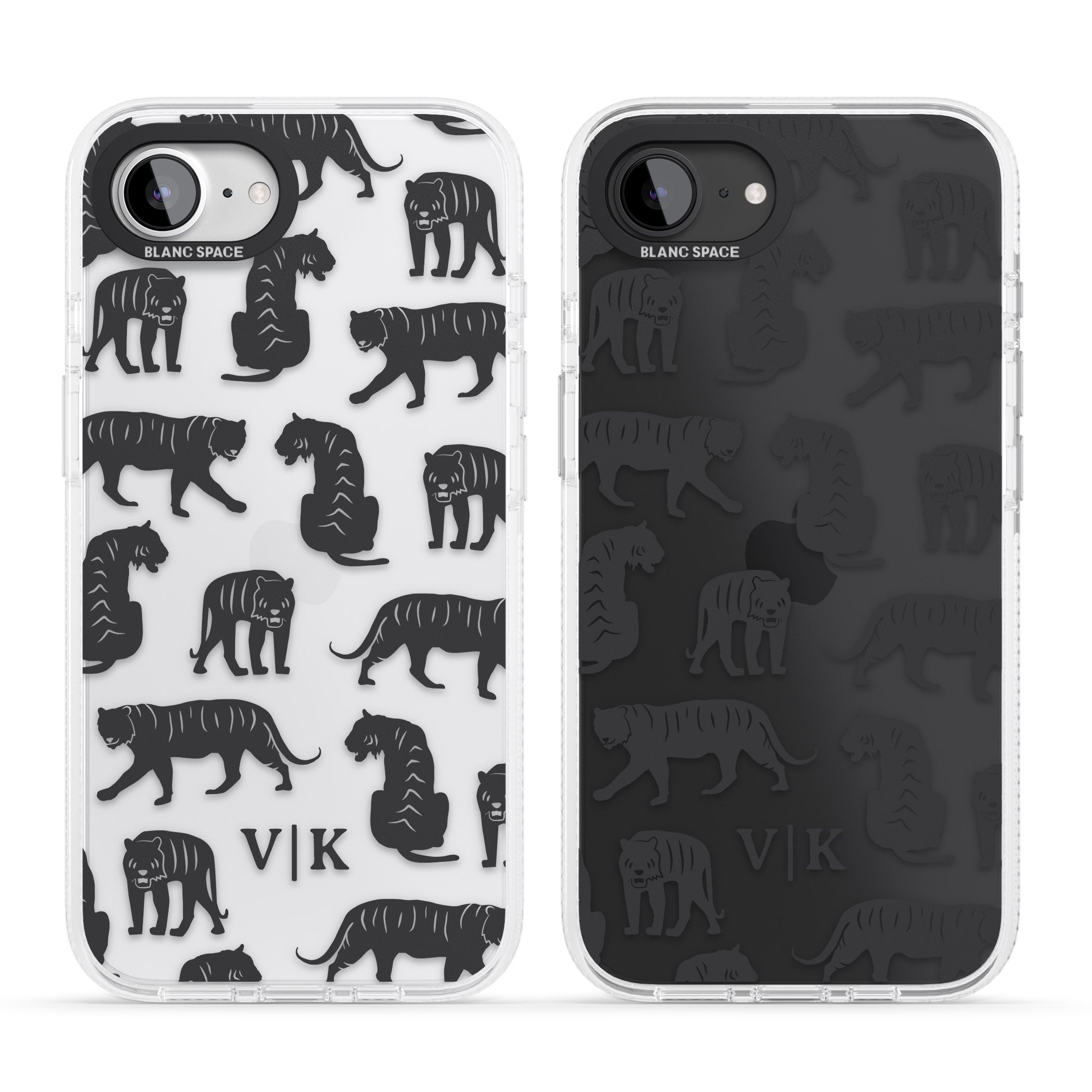 Personalised Tiger Silhouettes iPhone 16e Clear Case Impact Air - Blanc Space