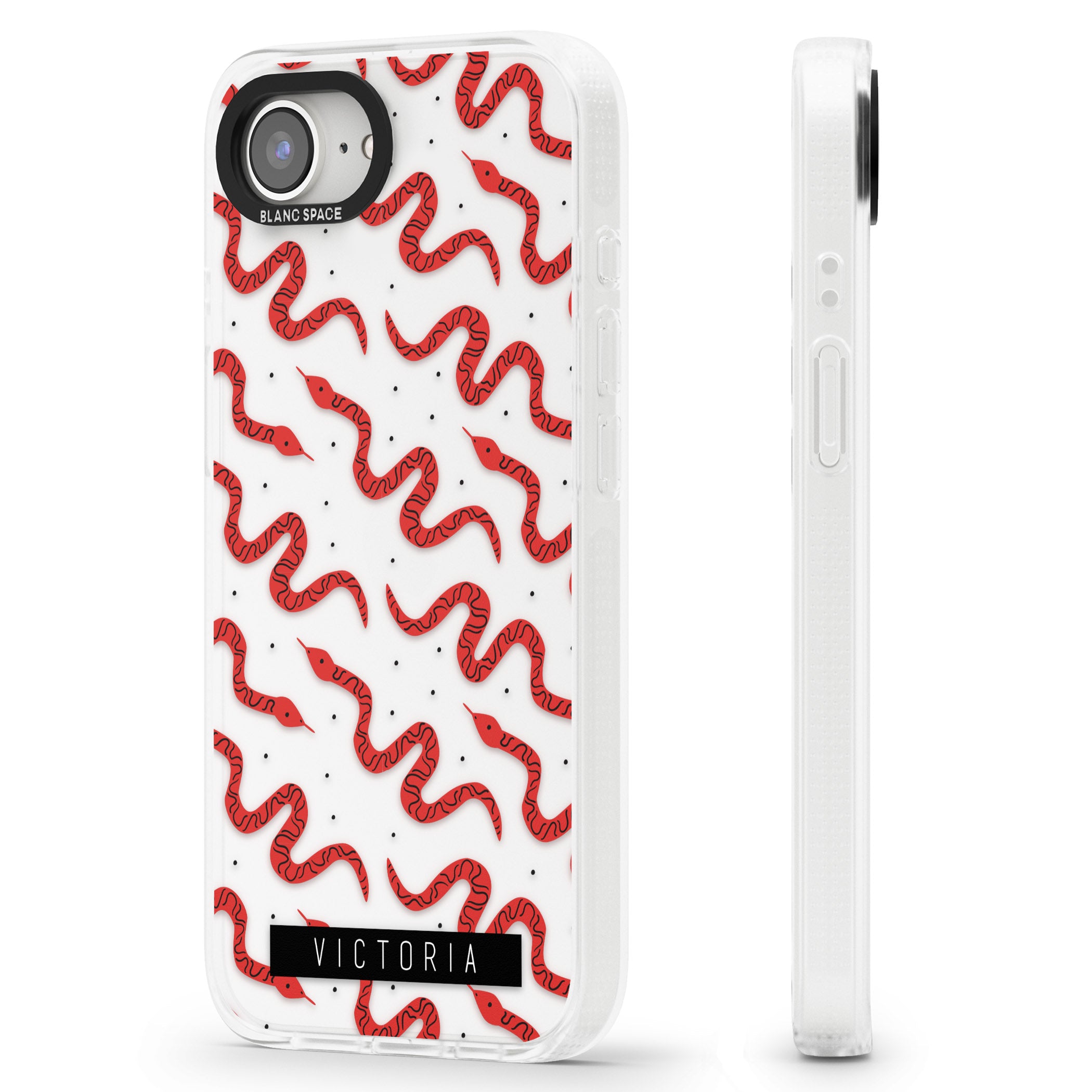 Personalised Snake Pattern iPhone 16e Clear Case Impact Air - Blanc Space