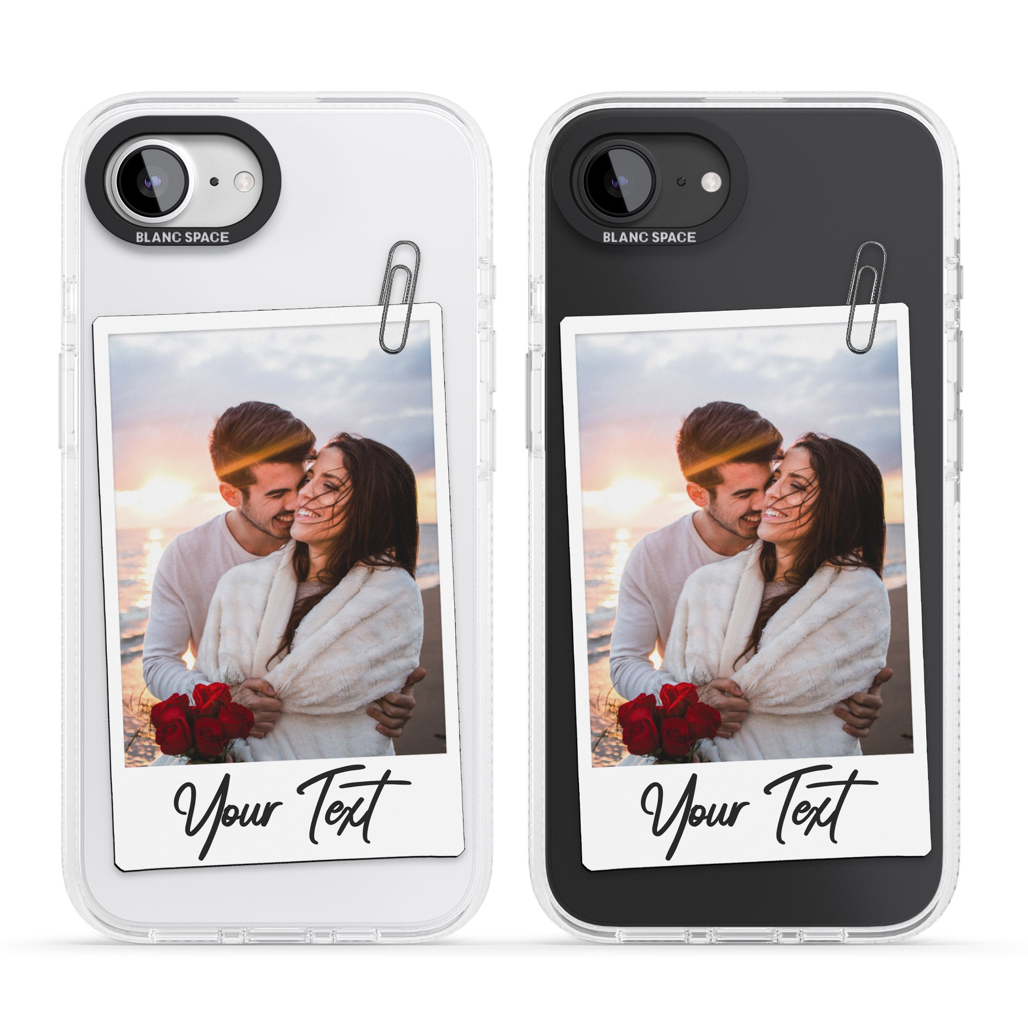 Personalised Instant Camera Photo iPhone 16e Clear Case Impact Air - Blanc Space
