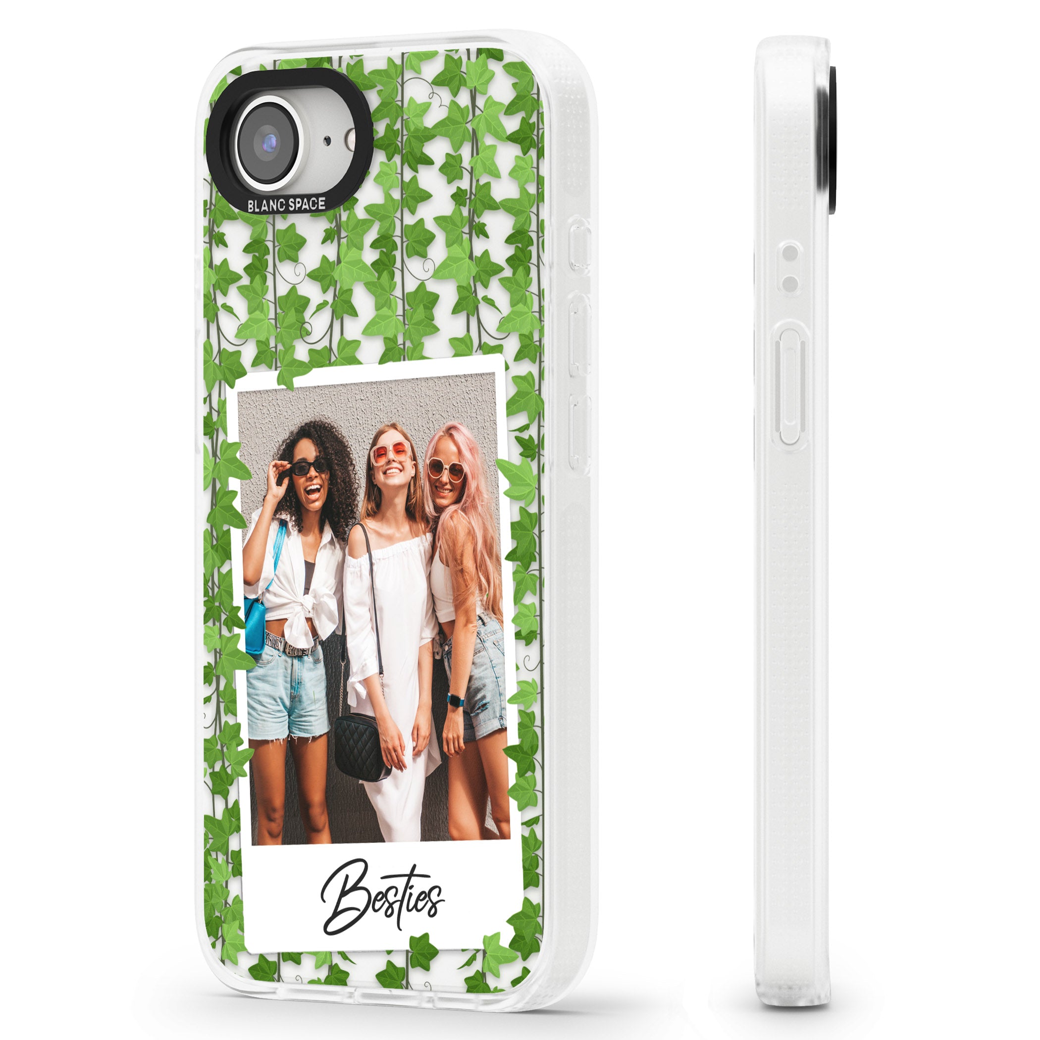 Personalised Ivy Vine Instant Photo iPhone 16e Clear Case Impact Air - Blanc Space