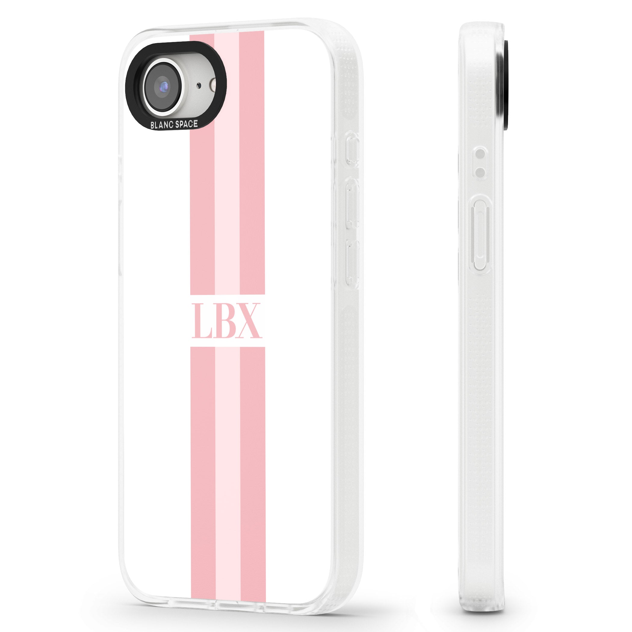 Personalised Minimal Pink Stripes iPhone 16e Clear Case Impact Air - Blanc Space